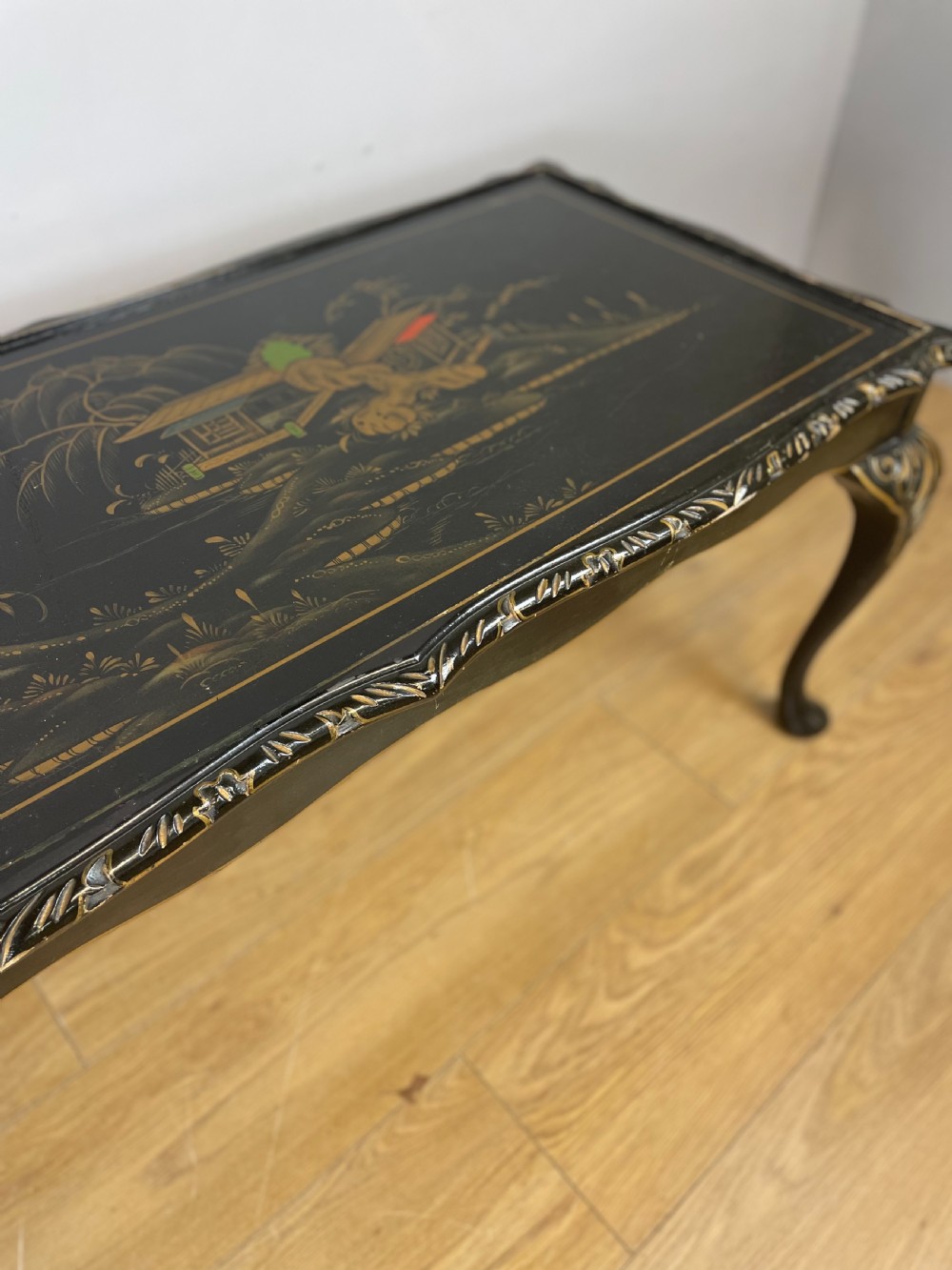 Black lacquer chinoiserie coffee table circa 1930 View VI