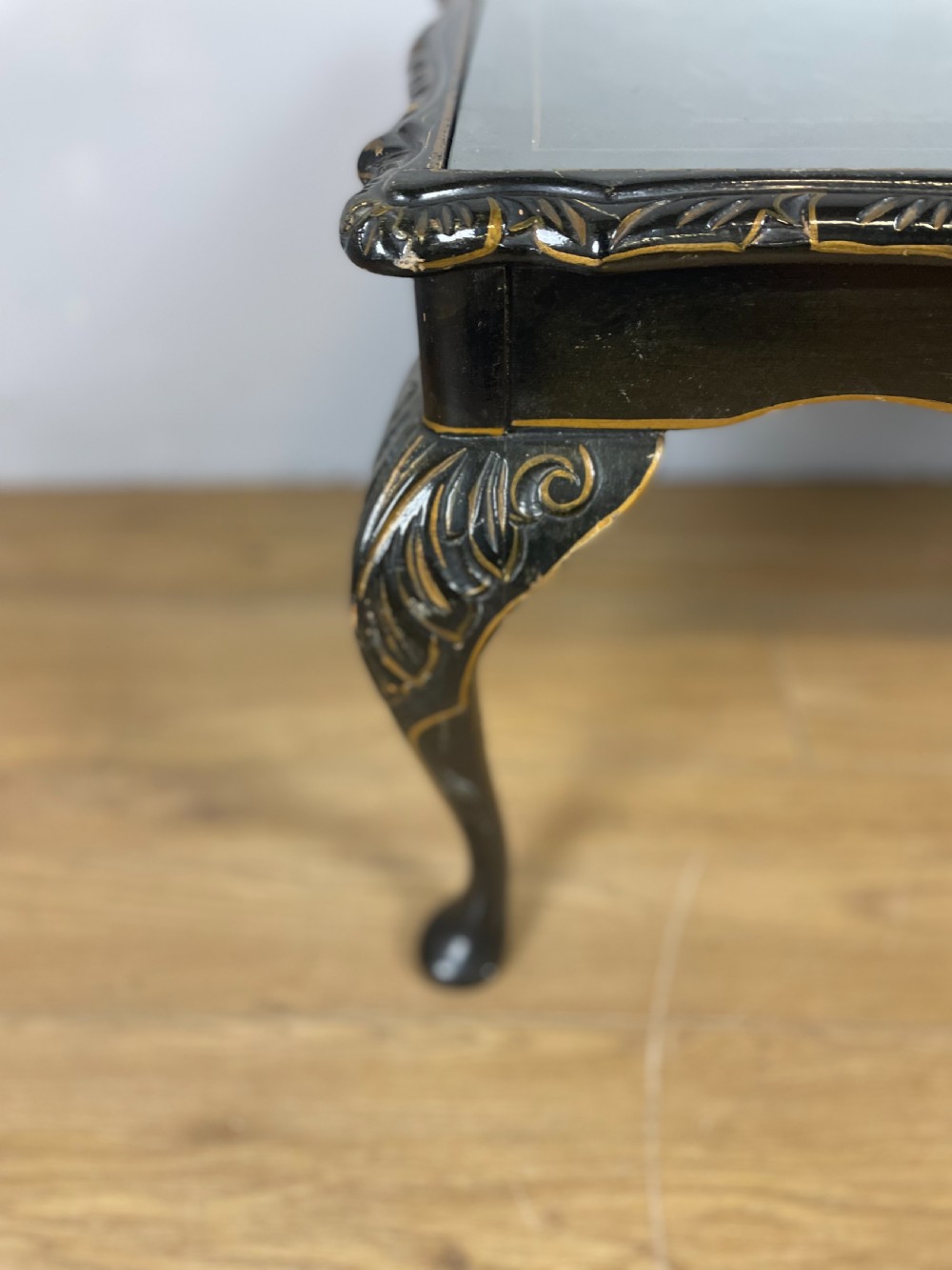 Black lacquer chinoiserie coffee table circa 1930 View VII