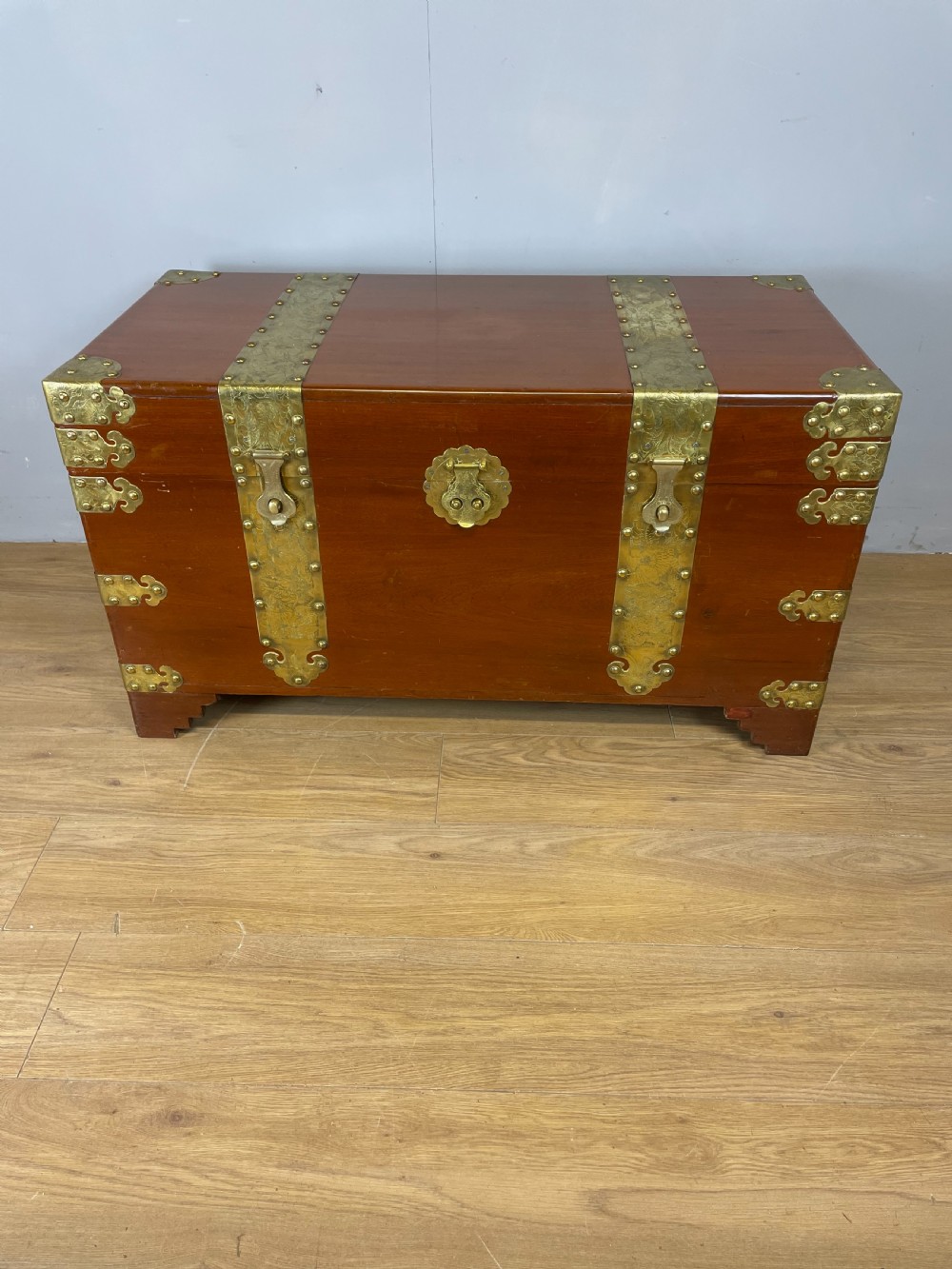 Chinese camphor wood chest with brass fittings 