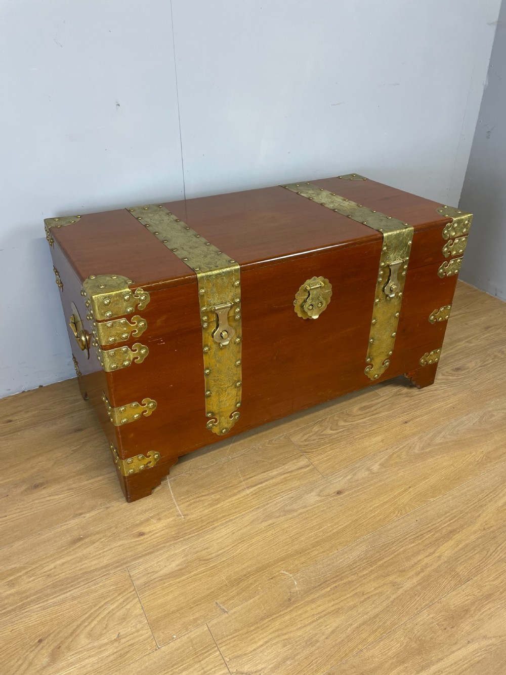 Chinese camphor wood chest with brass fittings  View II