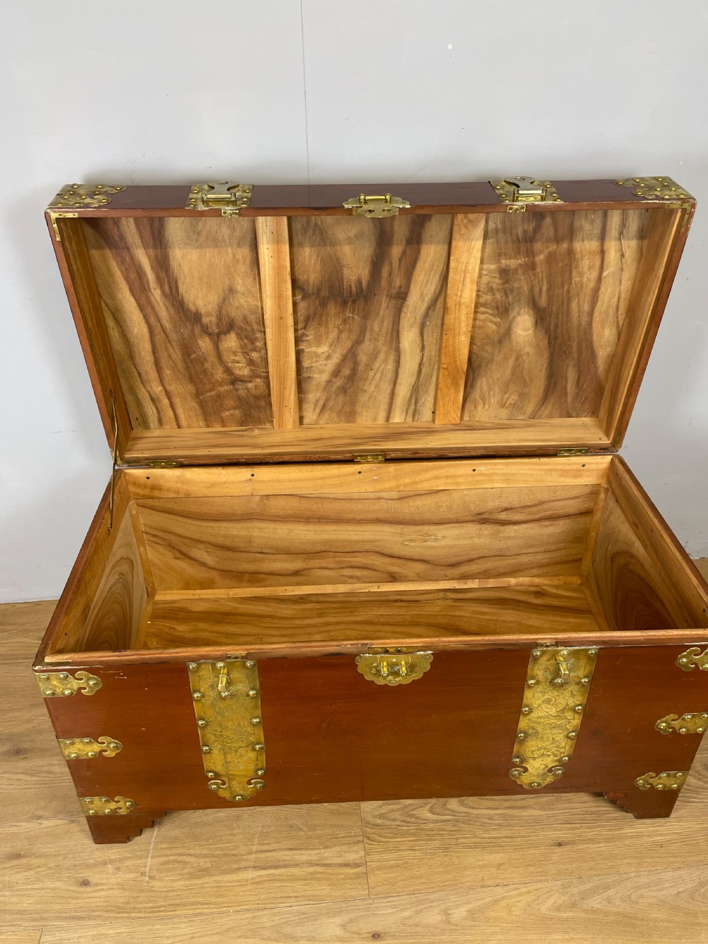 Chinese camphor wood chest with brass fittings  View V