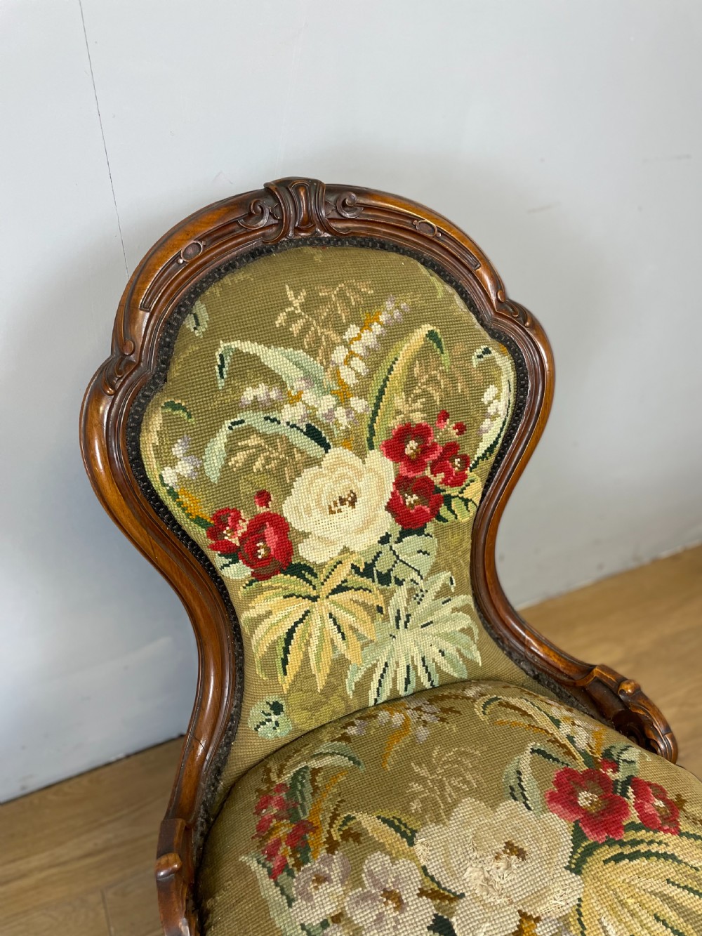 Nineteenth century walnut nursing chair  View II