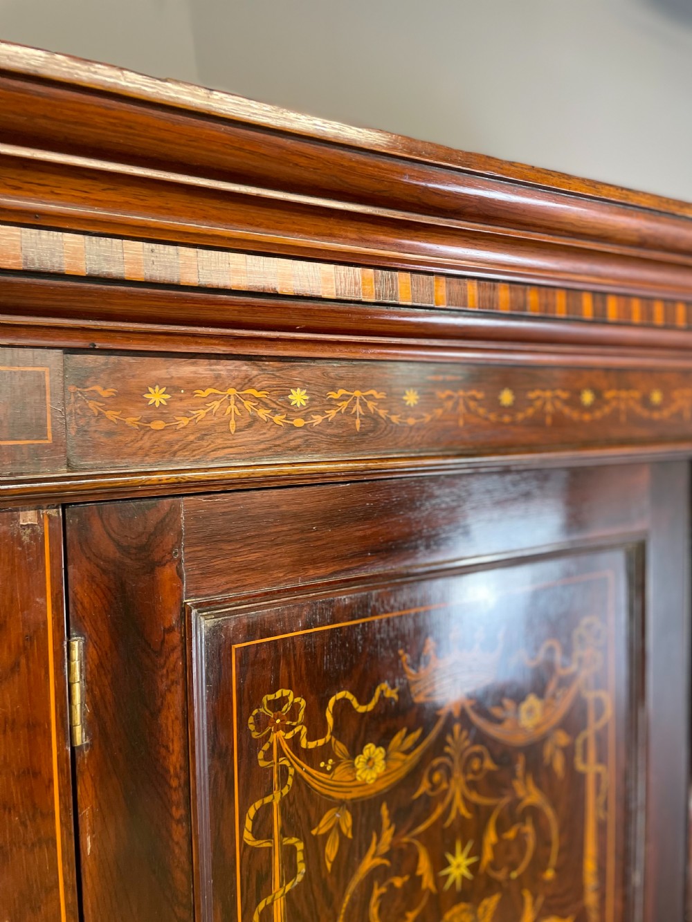 Nineteenth century inlaid rosewood clothes press View V