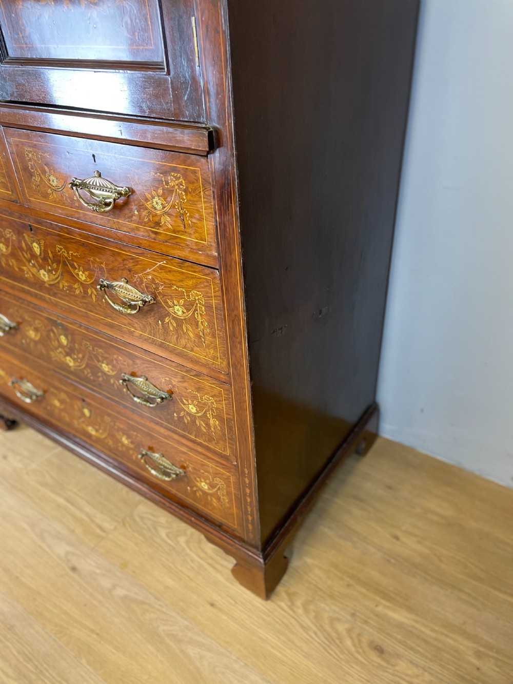 Nineteenth century inlaid rosewood clothes press View VII