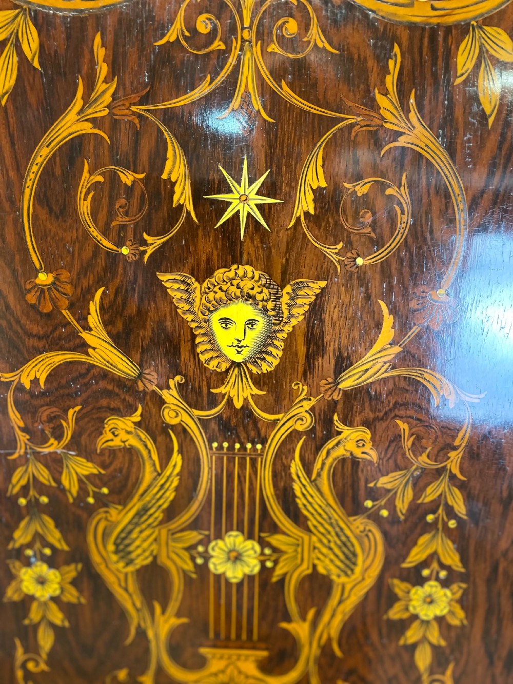 Nineteenth century inlaid rosewood clothes press View X
