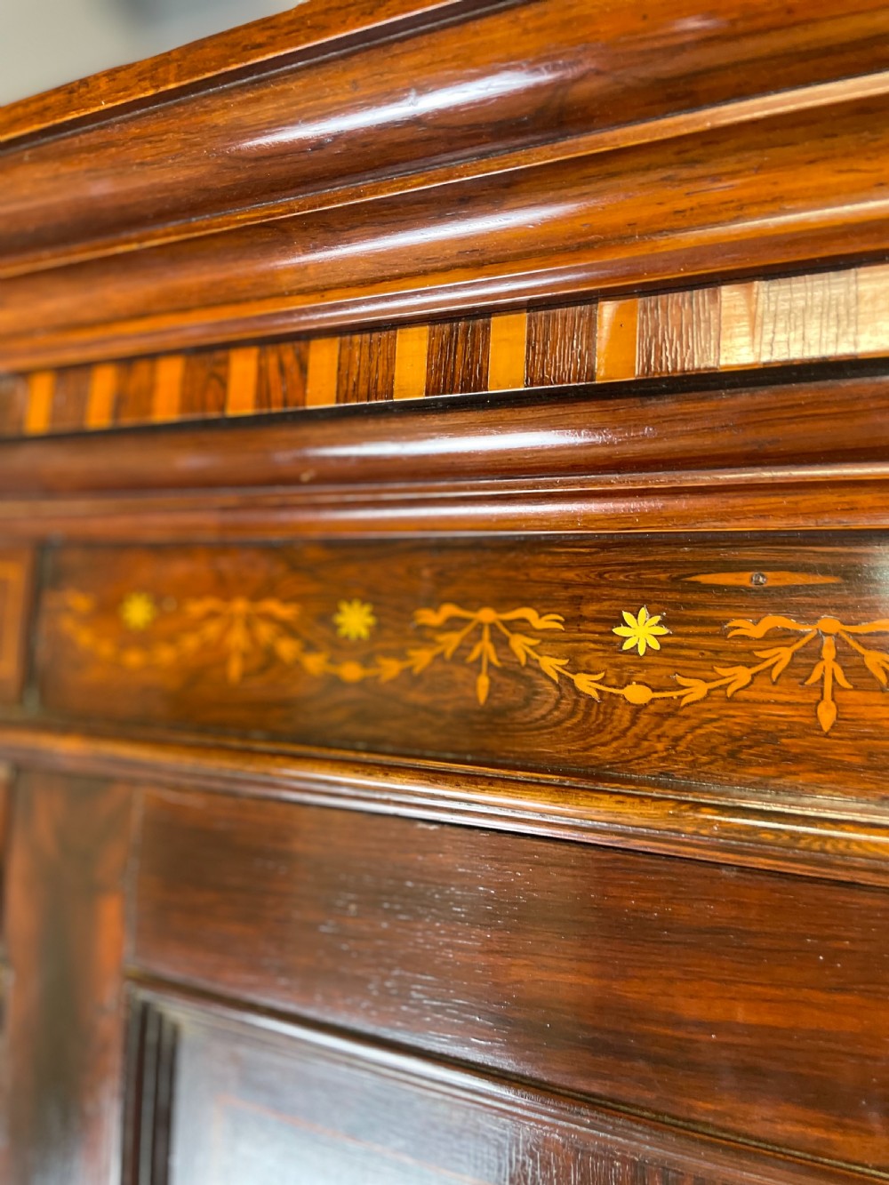 Nineteenth century inlaid rosewood clothes press View XI