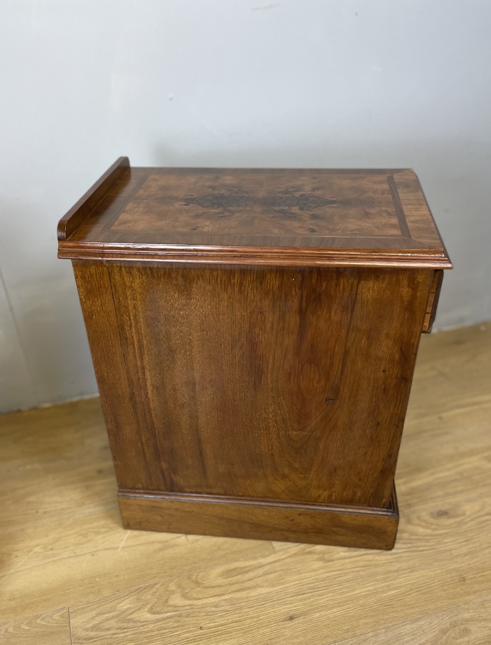 Pair of burr walnut late nineteenth century bedside cabinets  View IV