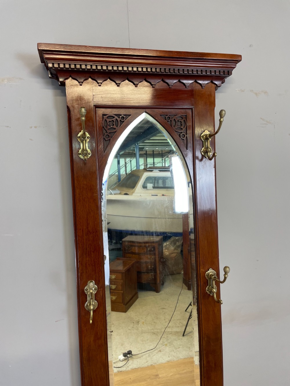 Flame mahogany nineteenth century  slim hall stand  View III