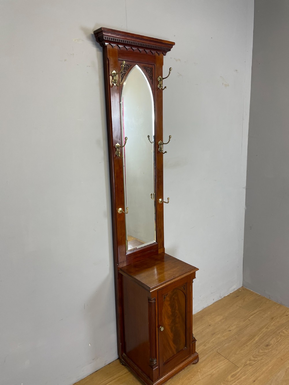 Flame mahogany nineteenth century  slim hall stand  View VII