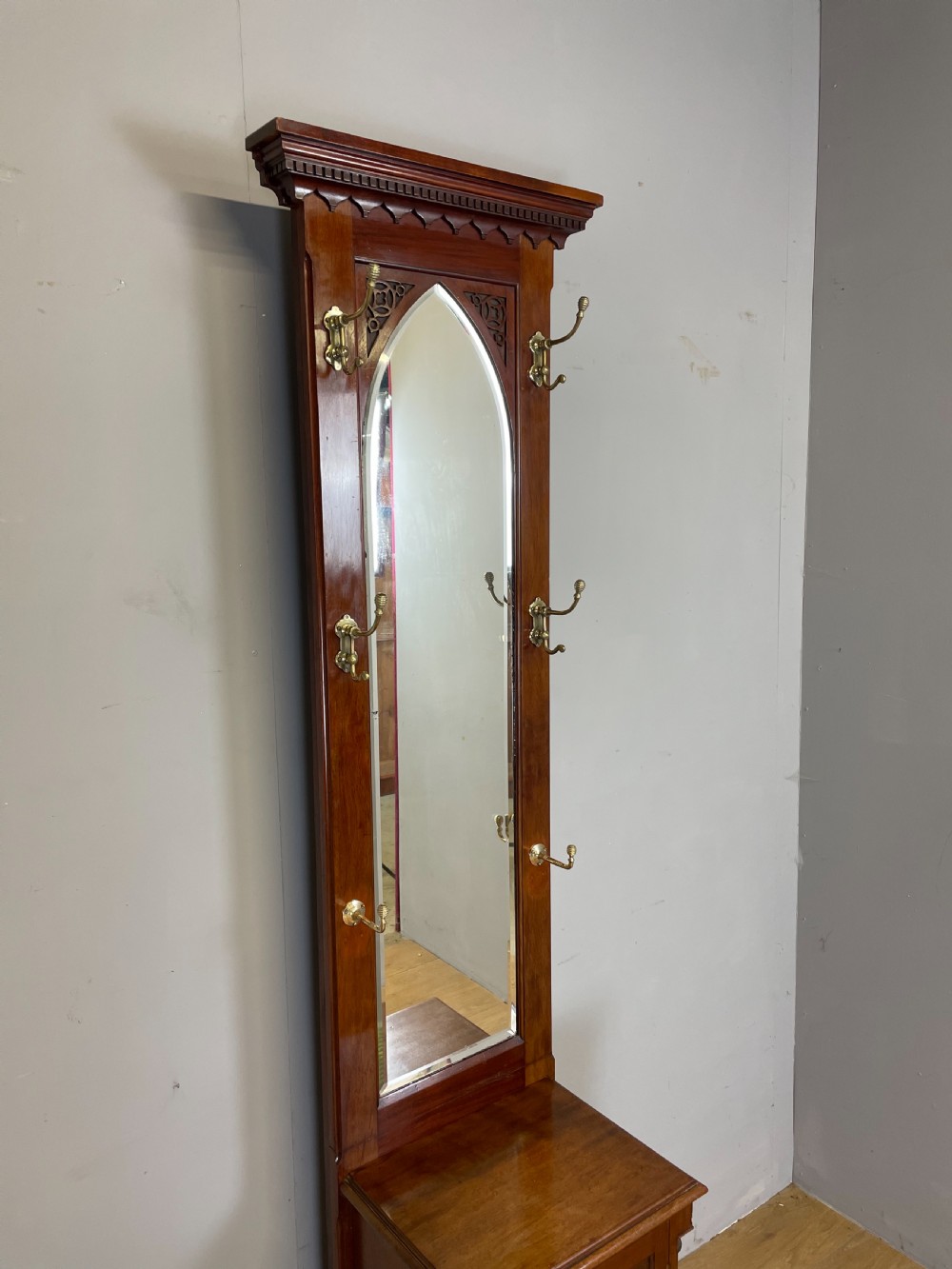 Flame mahogany nineteenth century  slim hall stand  View X