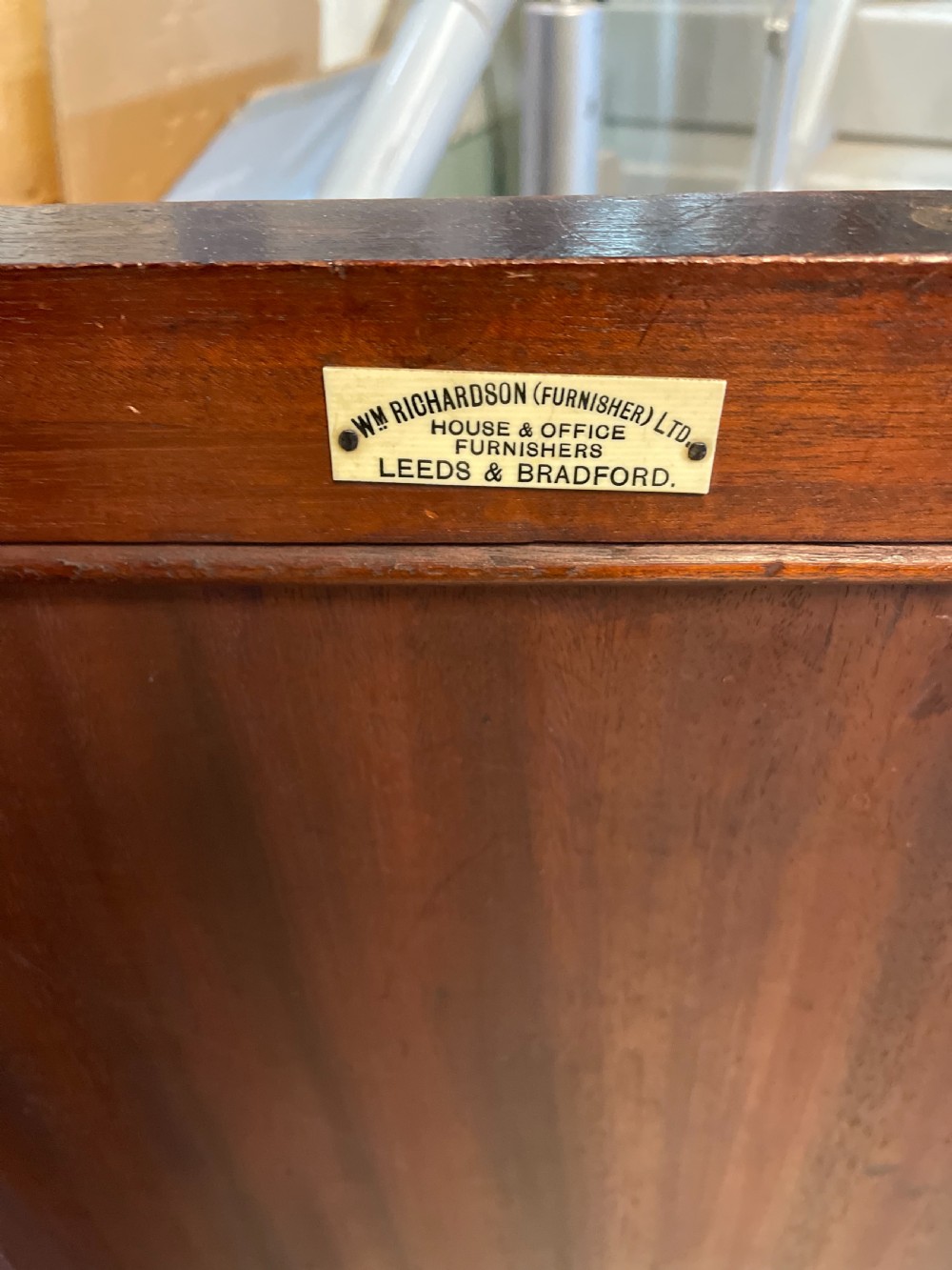 Large country house mahogany breakfront bookcase by Richardson of Leeds  View XII