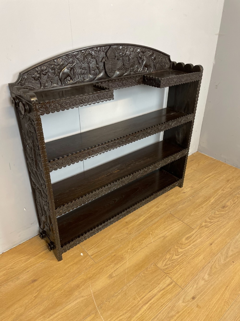 Nineteenth century Anglo Indian carved bookshelves