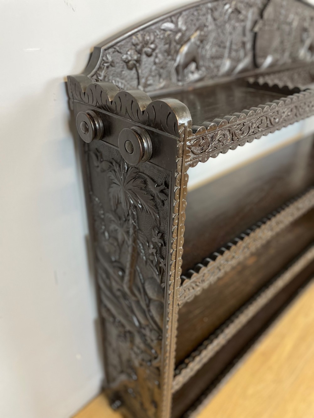 Nineteenth century Anglo Indian carved bookshelves View III
