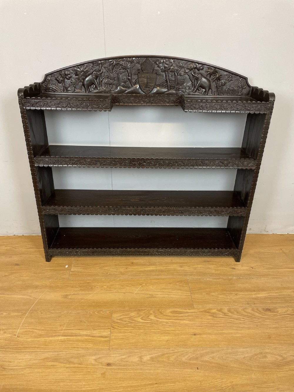 Nineteenth century Anglo Indian carved bookshelves View V