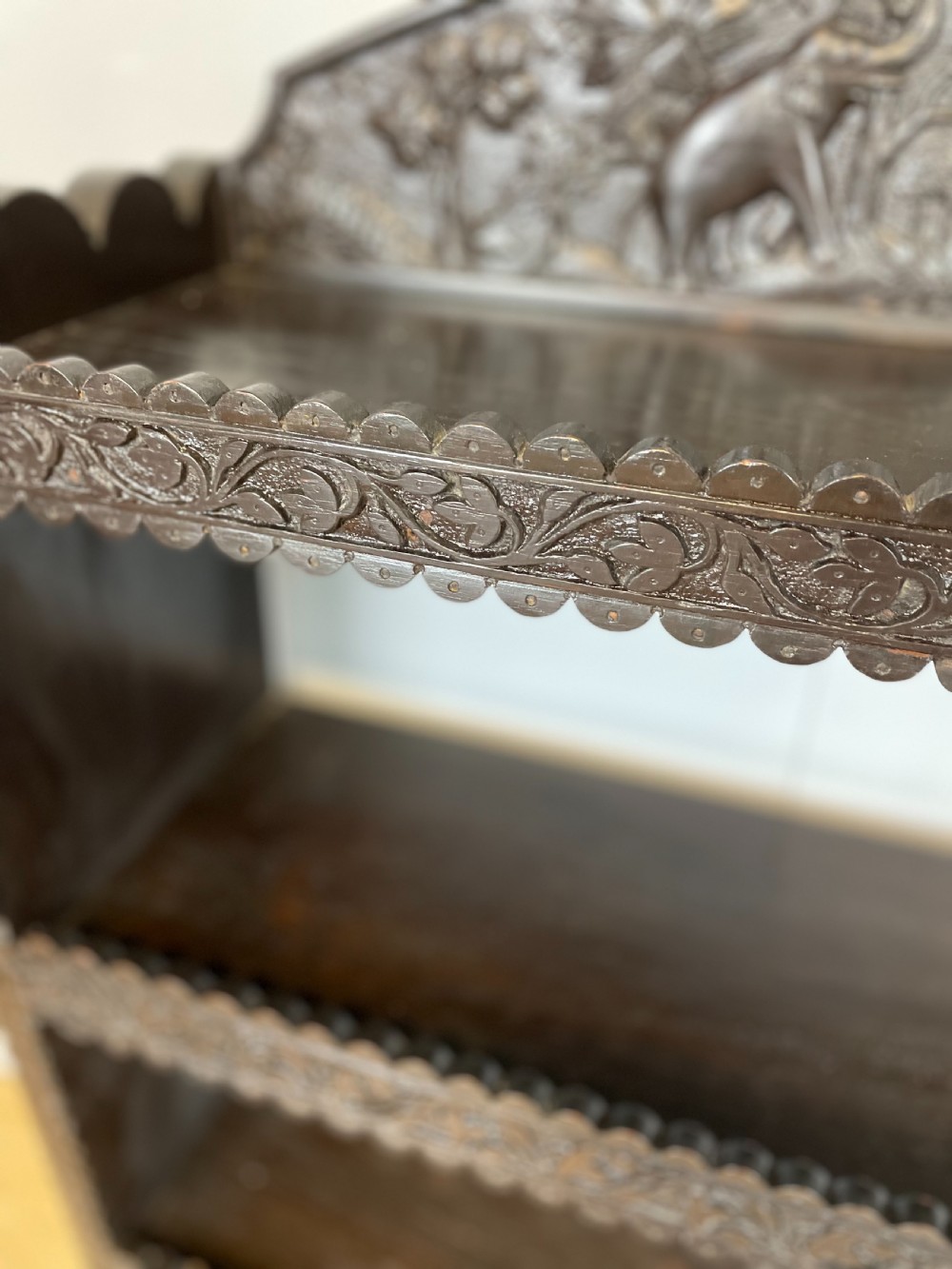 Nineteenth century Anglo Indian carved bookshelves View VI