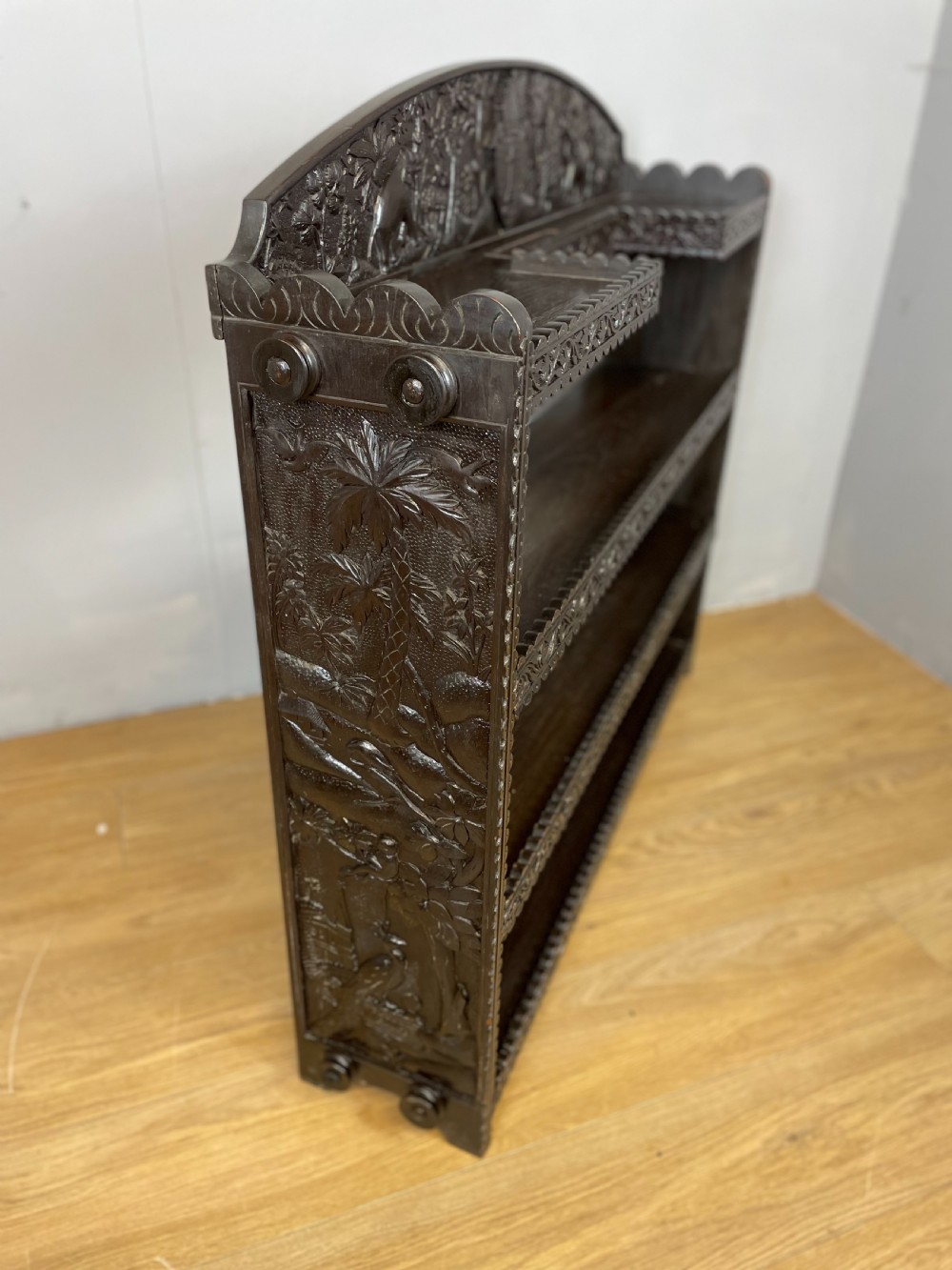 Nineteenth century Anglo Indian carved bookshelves View IX