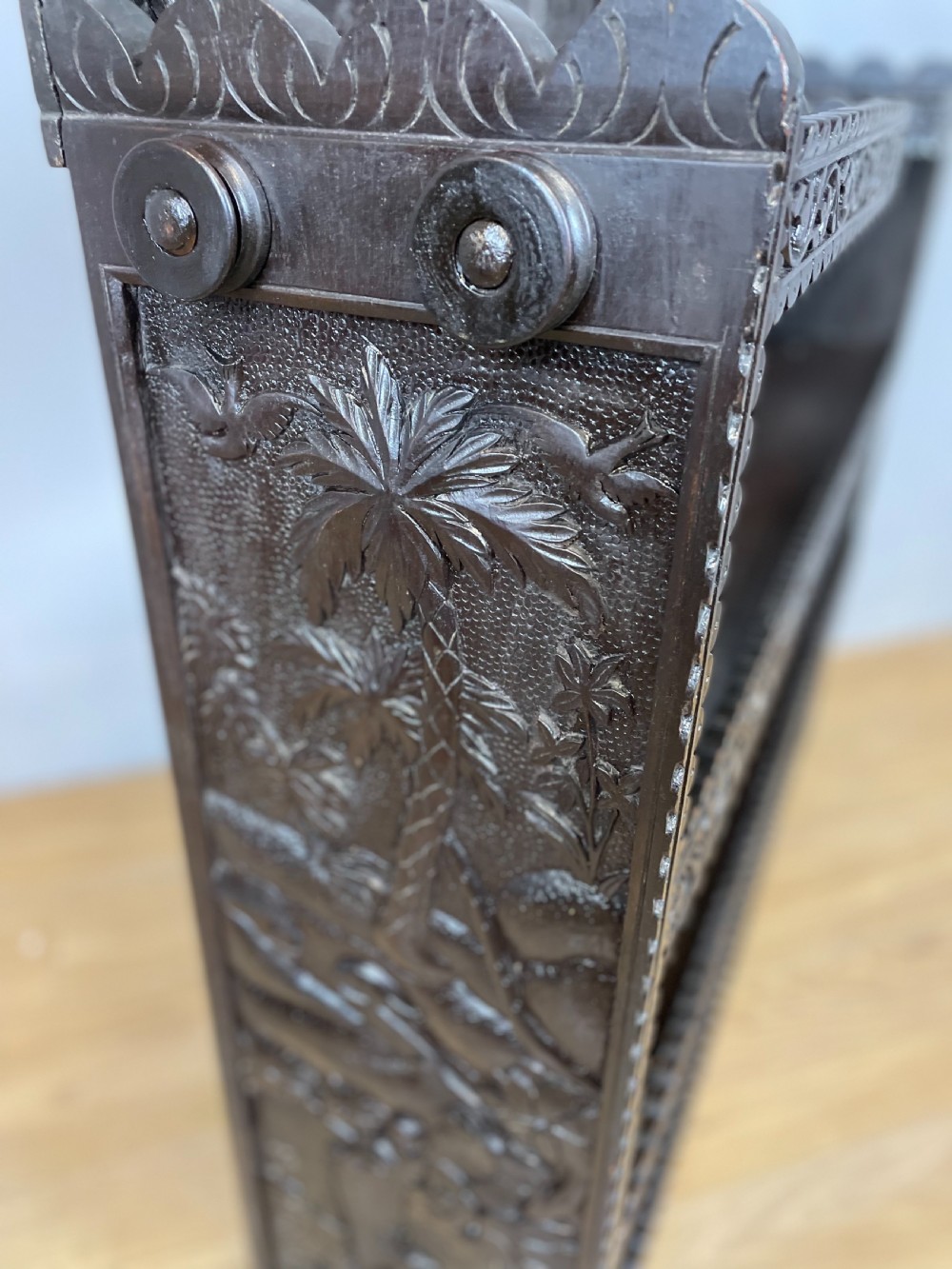 Nineteenth century Anglo Indian carved bookshelves View X