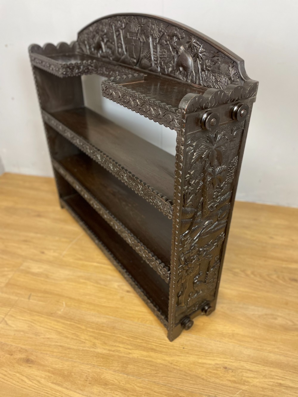 Nineteenth century Anglo Indian carved bookshelves View XI