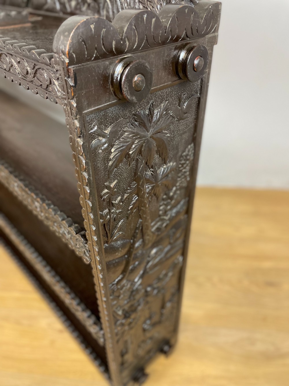 Nineteenth century Anglo Indian carved bookshelves View XII