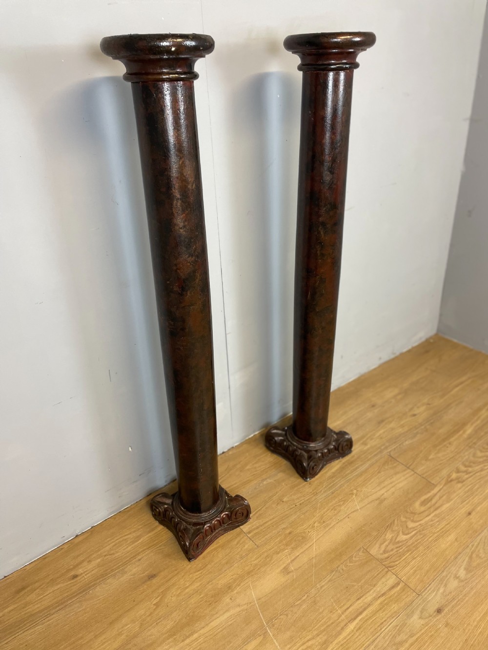 Pair of late nineteenth scagliola pine columns 