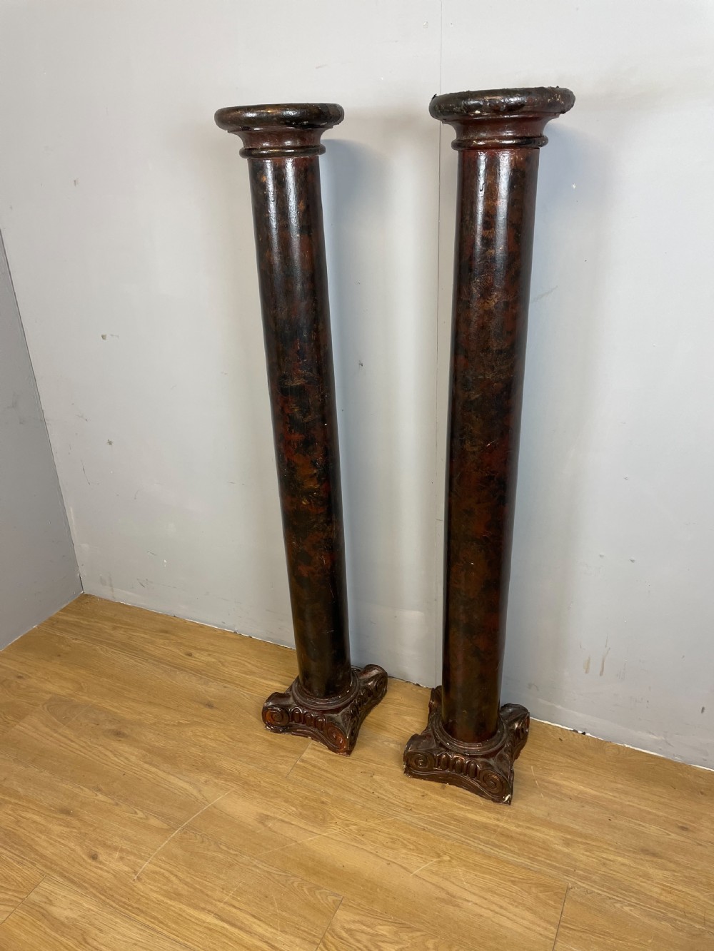 Pair of late nineteenth century scagliola pine columns  View VIII