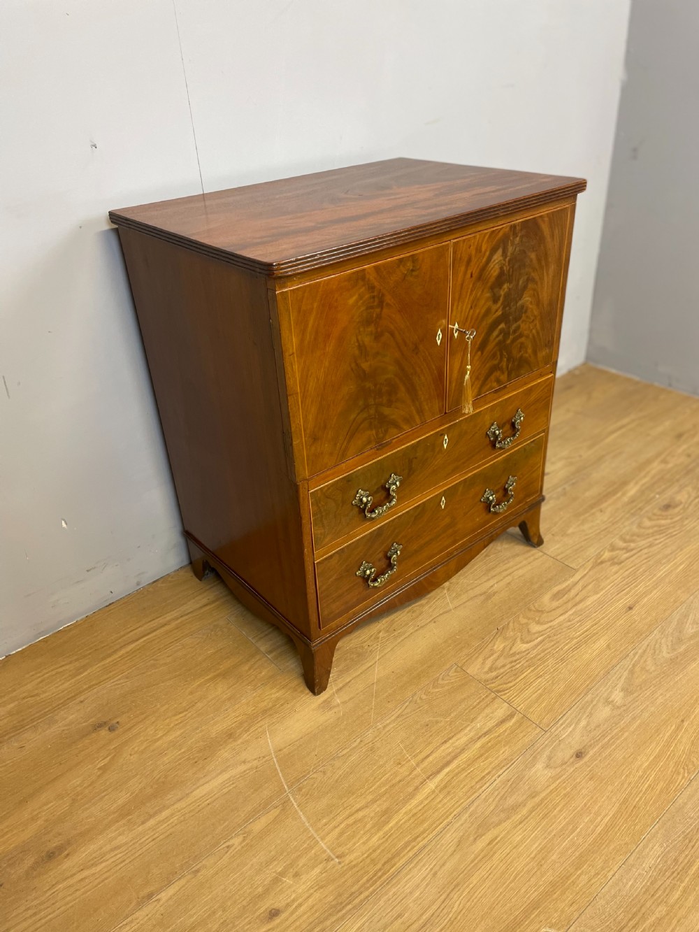 Edwardian flame mahogany  two door side cabinet  View II