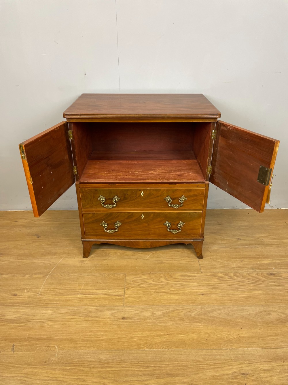 Edwardian flame mahogany  two door side cabinet  View V