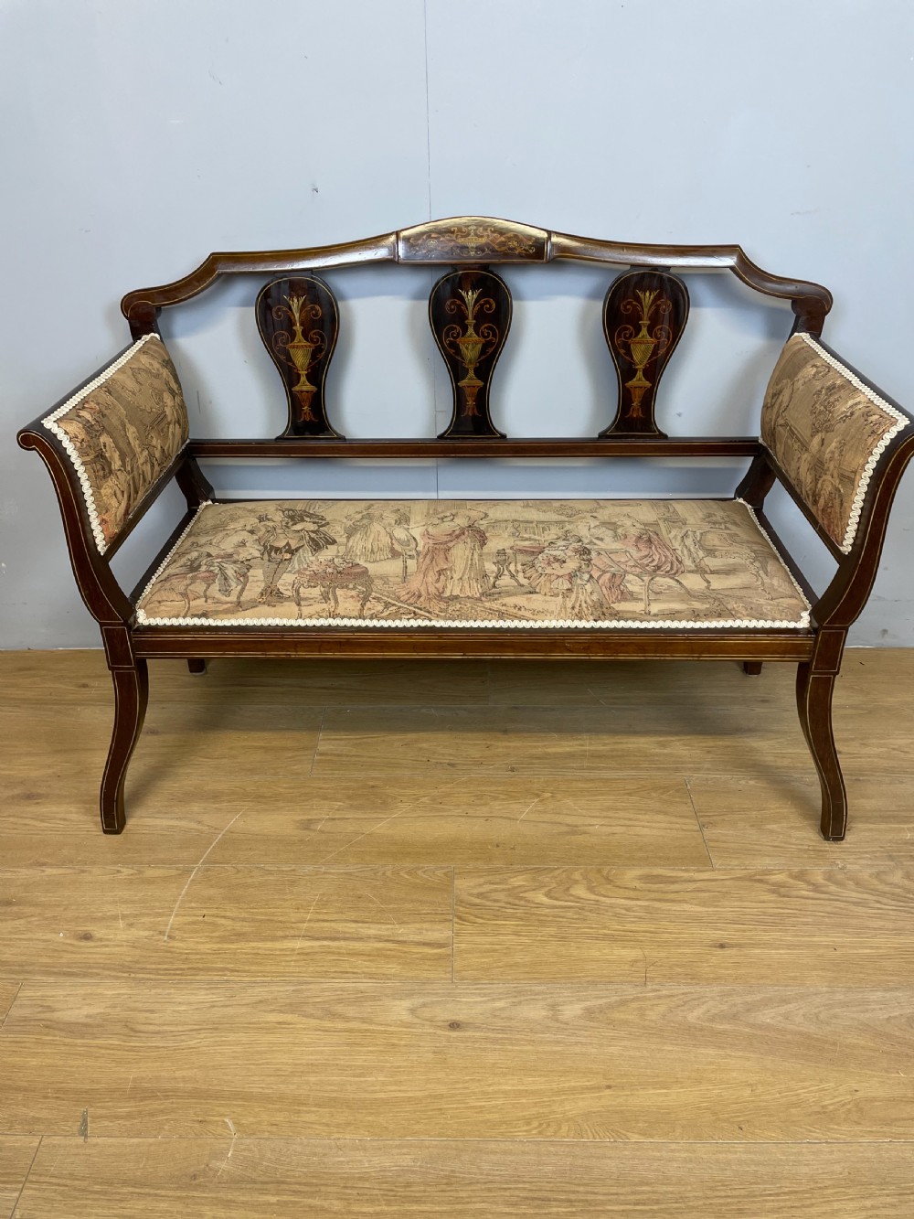 Late nineteenth century inlaid mahogany sofa 