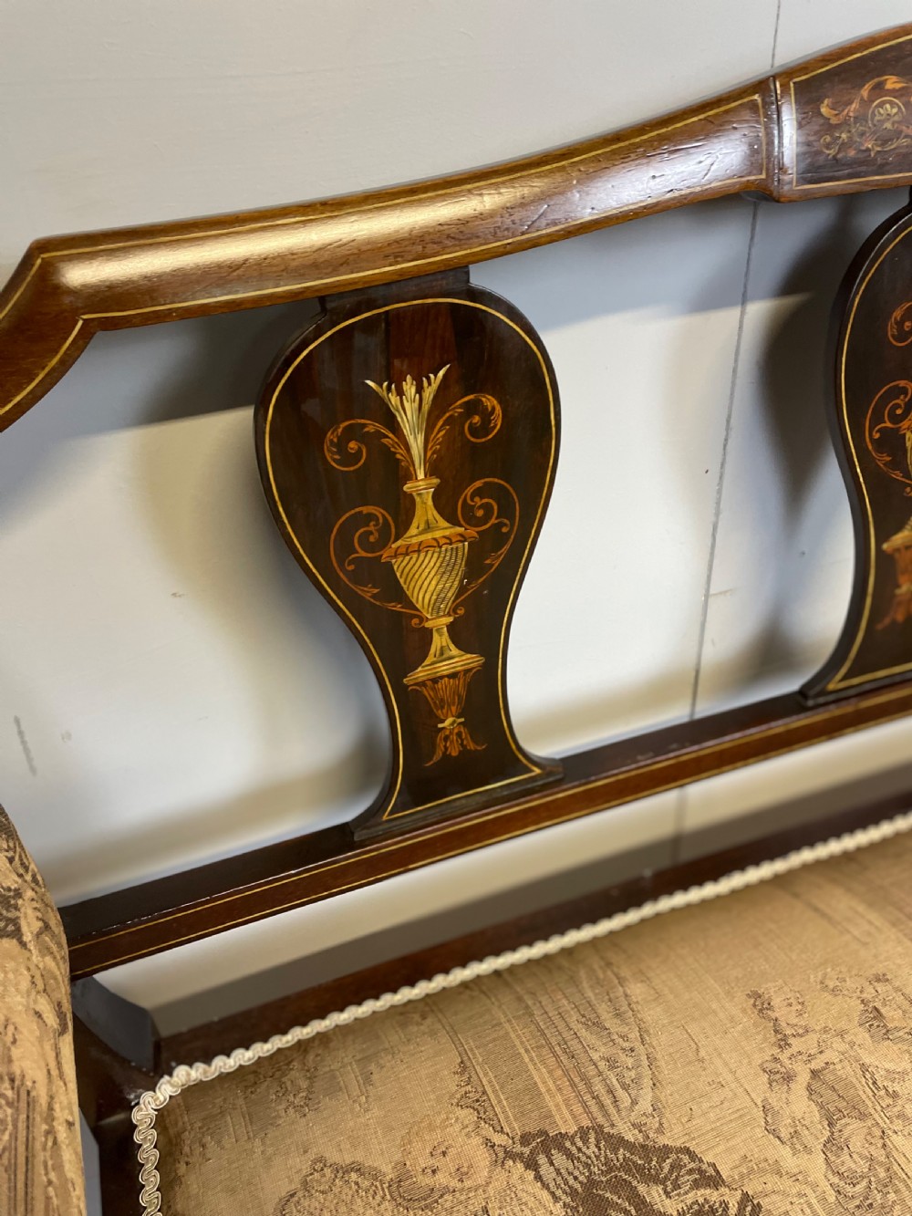 Late nineteenth century inlaid mahogany sofa  View III