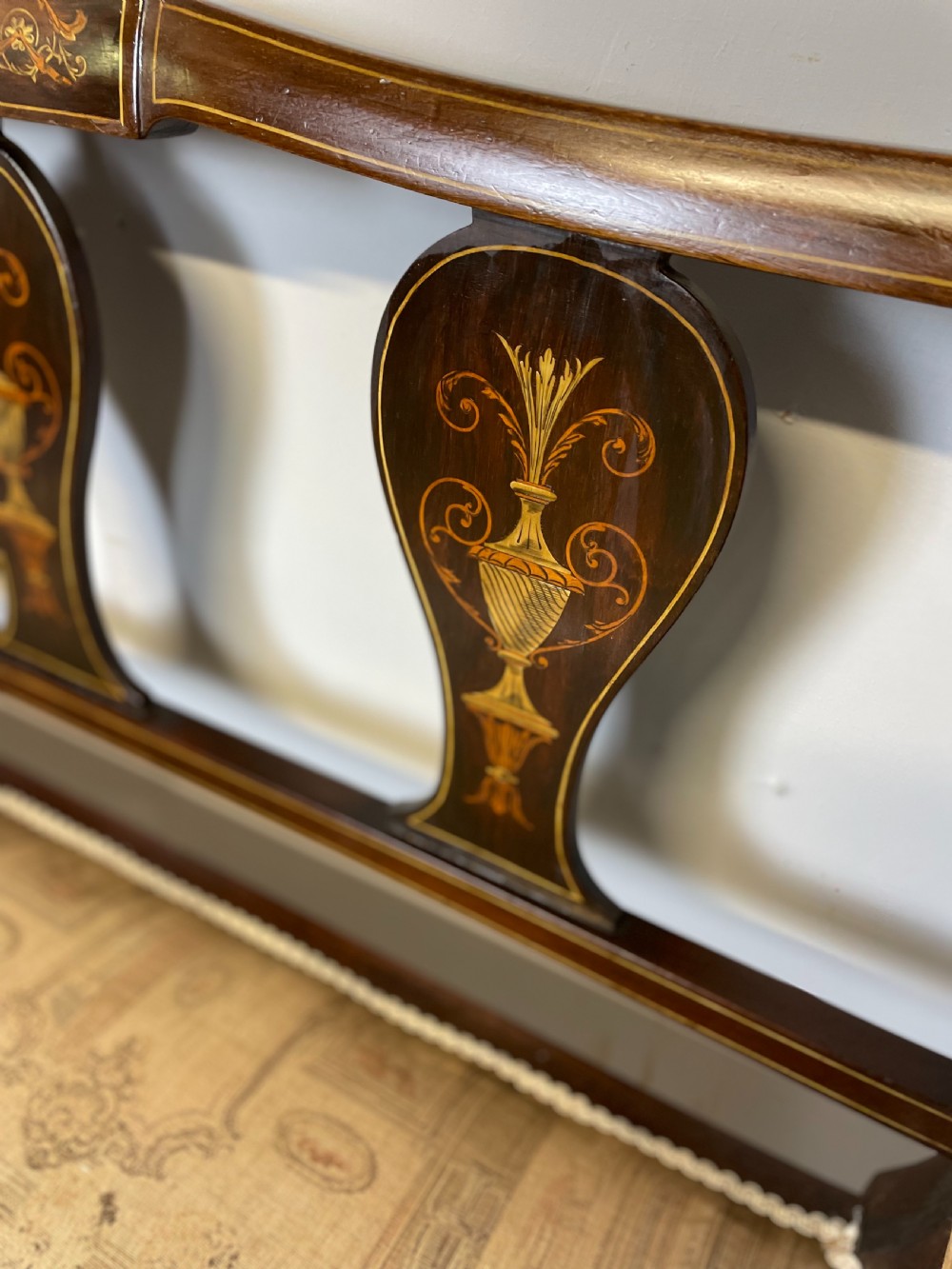 Late nineteenth century inlaid mahogany sofa  View VII