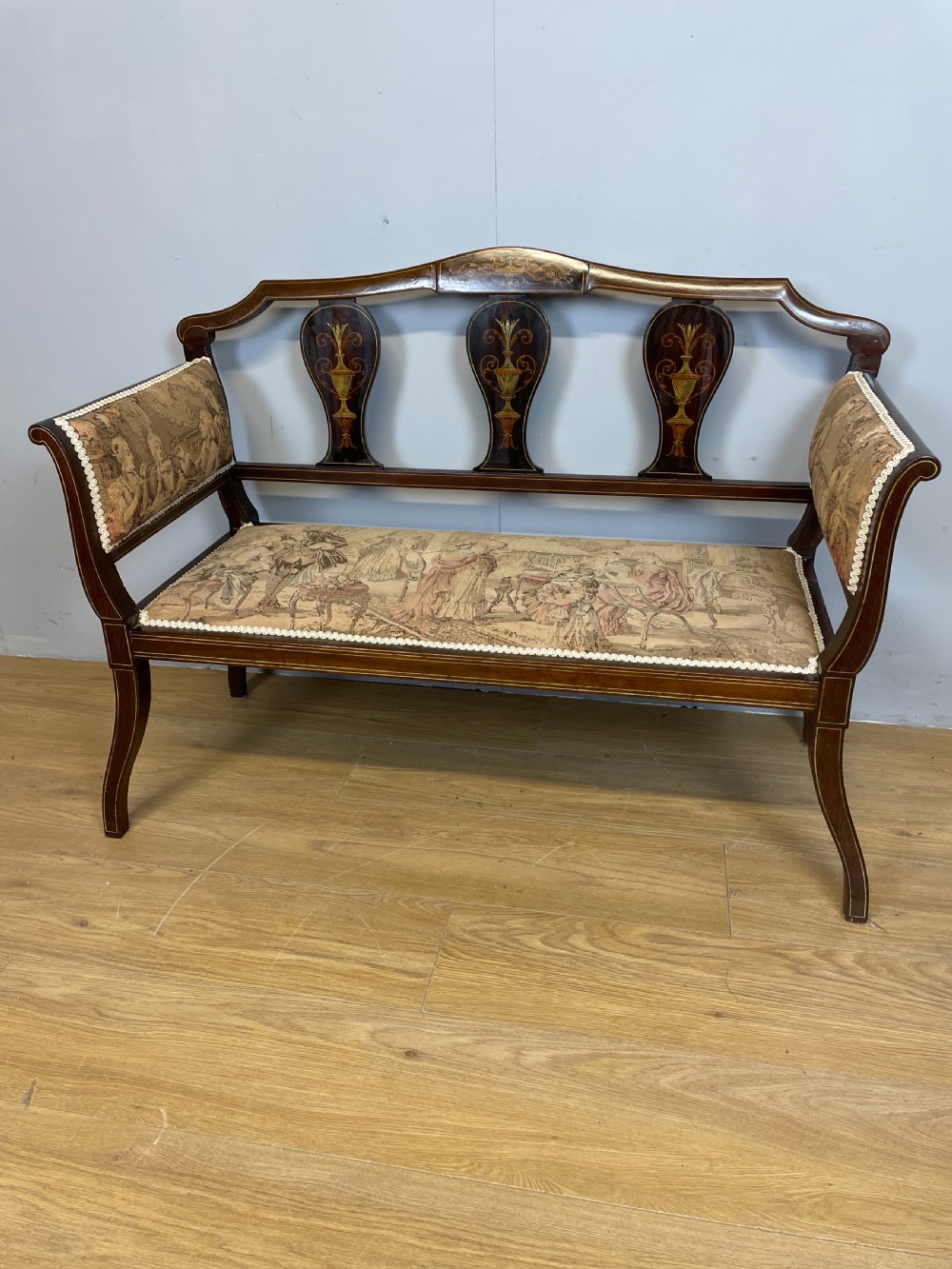 Late nineteenth century inlaid mahogany sofa  View XI