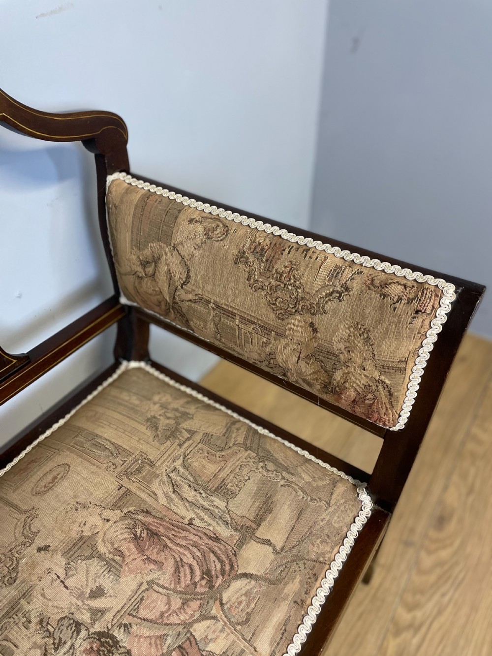 Late nineteenth century inlaid mahogany sofa  View XV