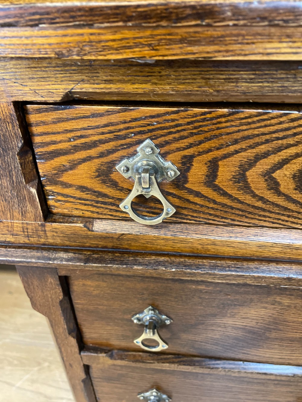 Nineteenth century gothic style desk in solid ash  View VI