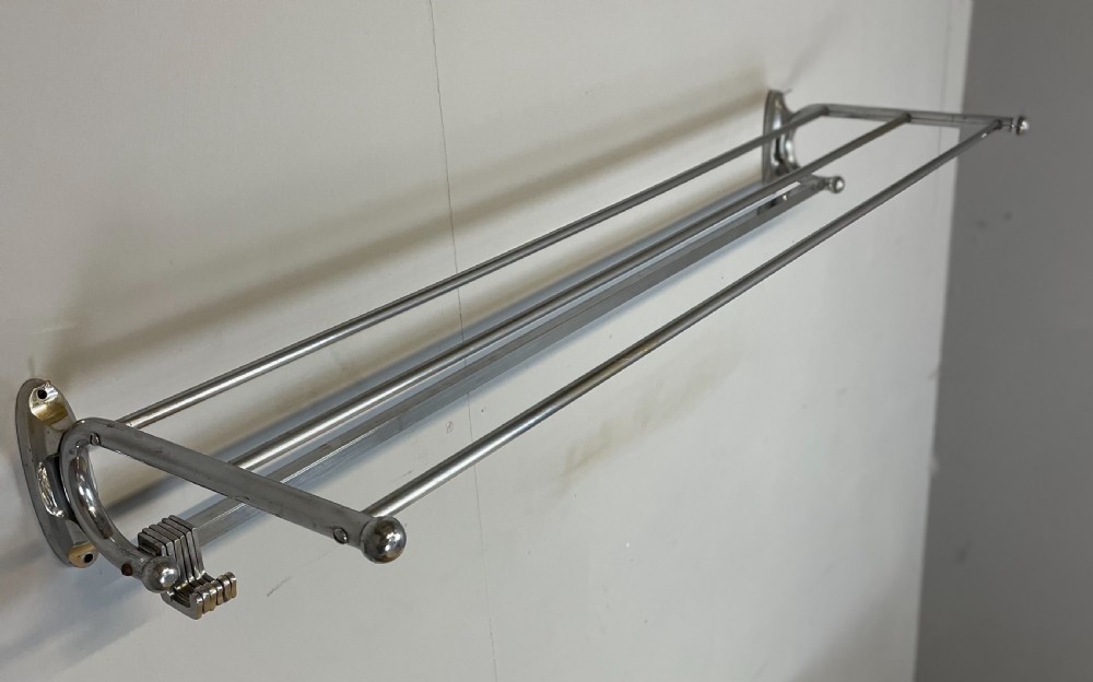 Chrome railway  portmanteau rack circa 1920 View III