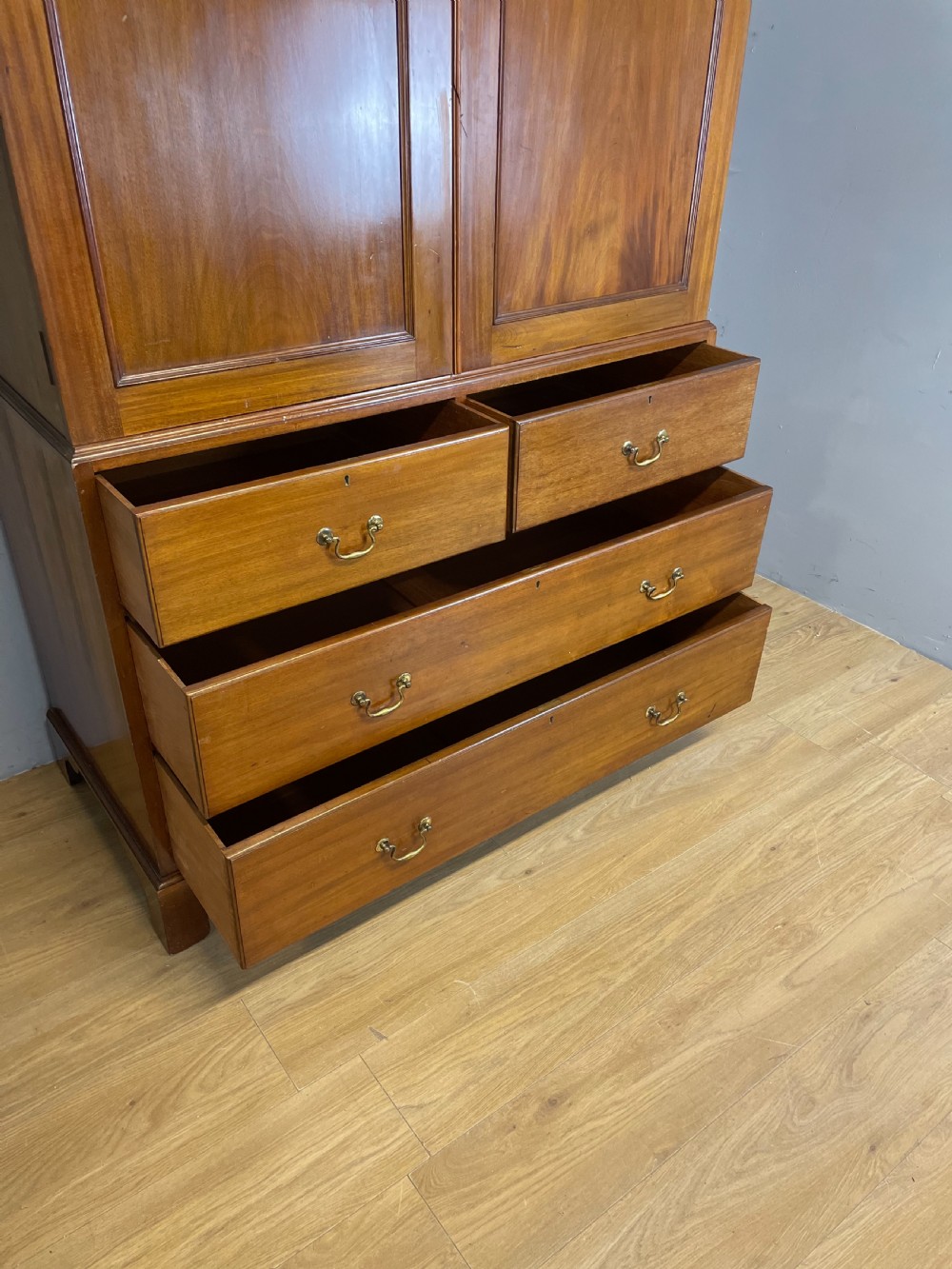 Nineteenth century mahogany clothes press View XII