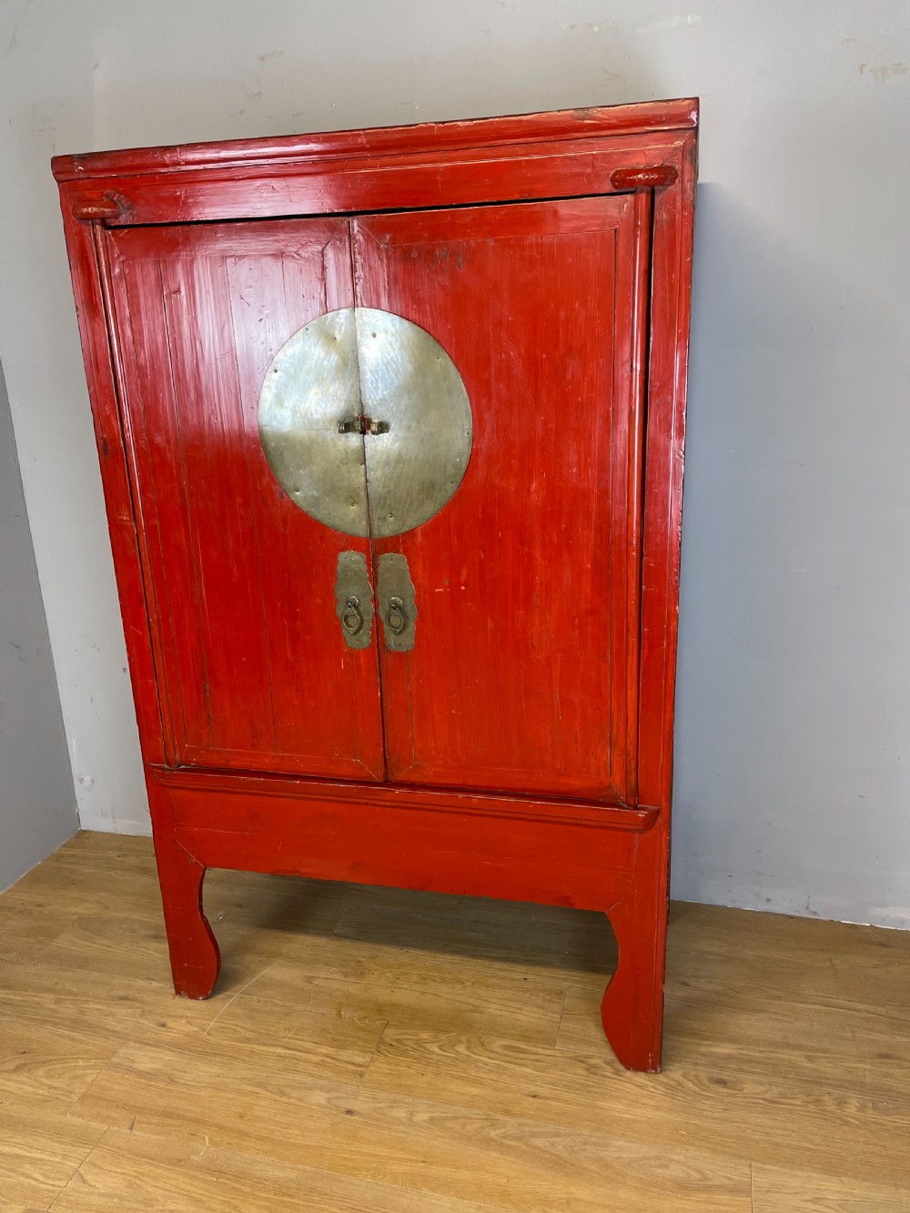 Late nineteenth century Red lacquer Chinese wedding cabinet  View V