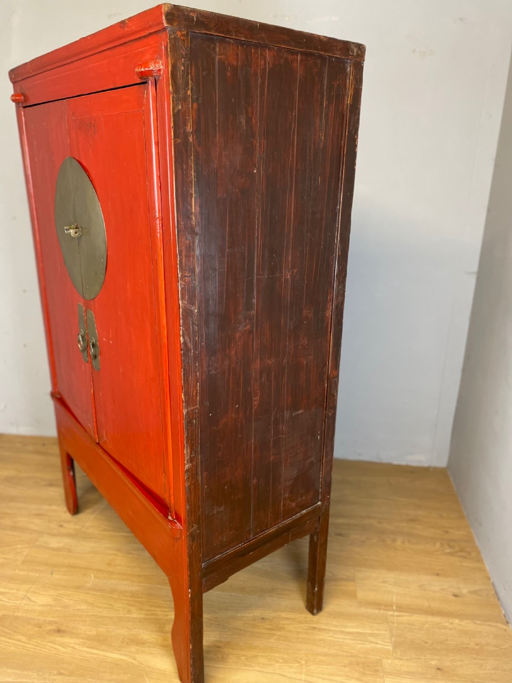 Late nineteenth century Red lacquer Chinese wedding cabinet  View IX