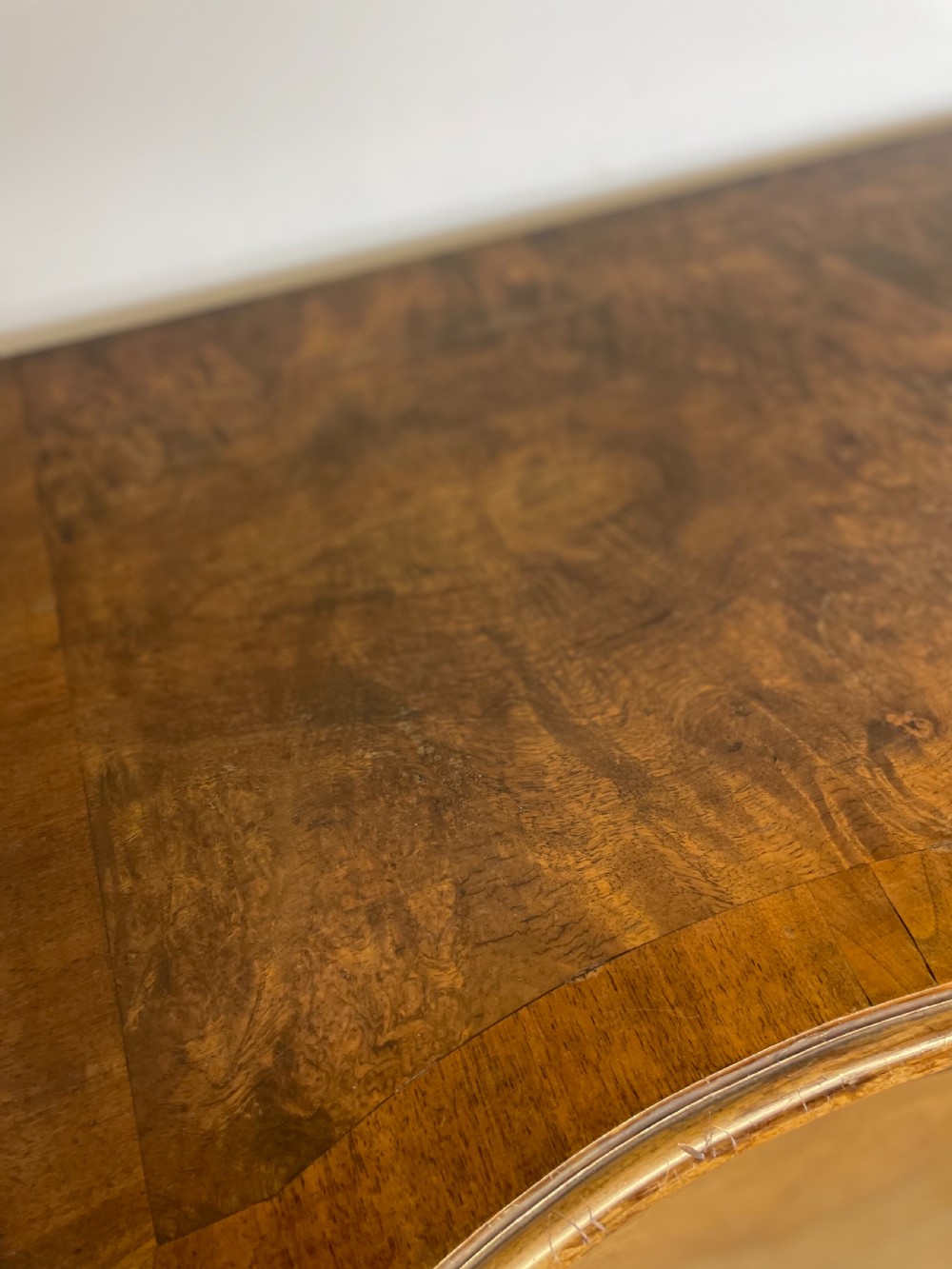 Serpentine fronted burr walnut sideboard by Maple and Co  View V