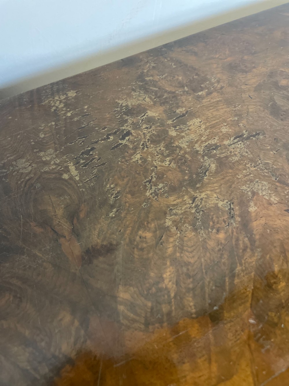 Serpentine fronted burr walnut sideboard by Maple and Co  View VIII