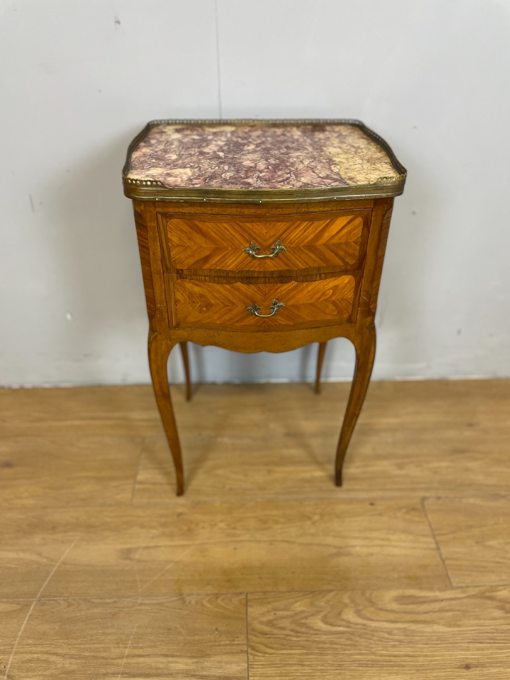 19th century marble topped French two drawer cabinet View II