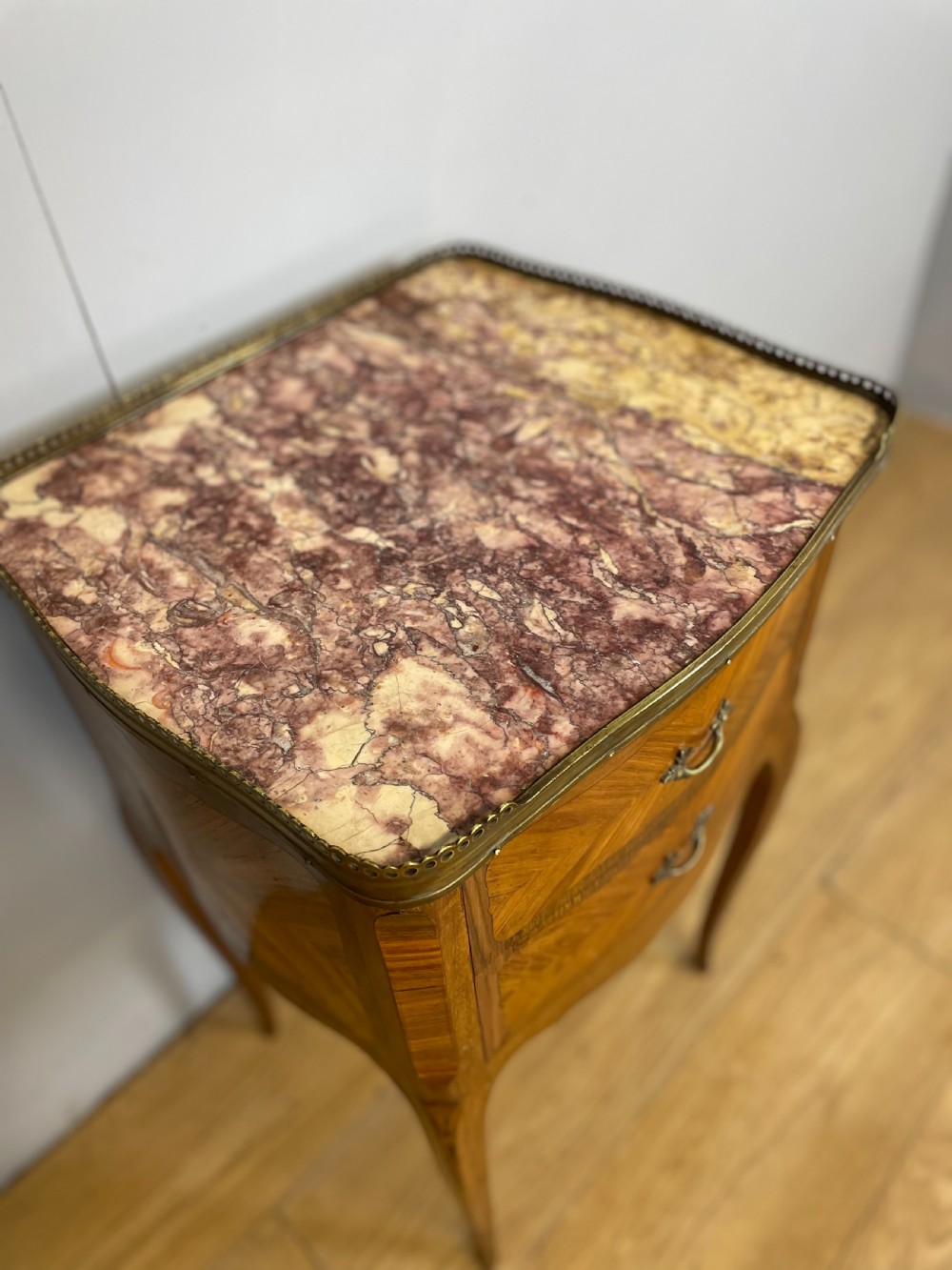 19th century marble topped French two drawer cabinet View III