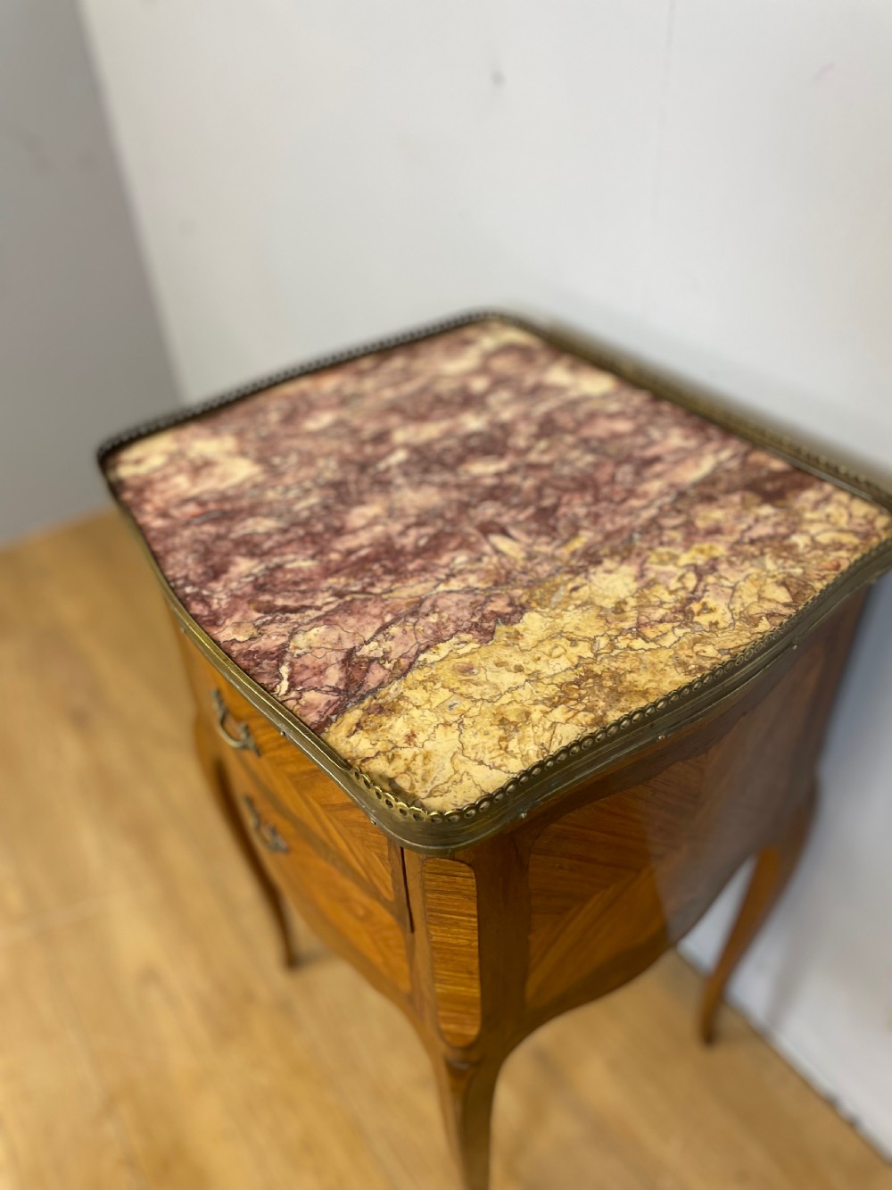 19th century marble topped French two drawer cabinet View IV