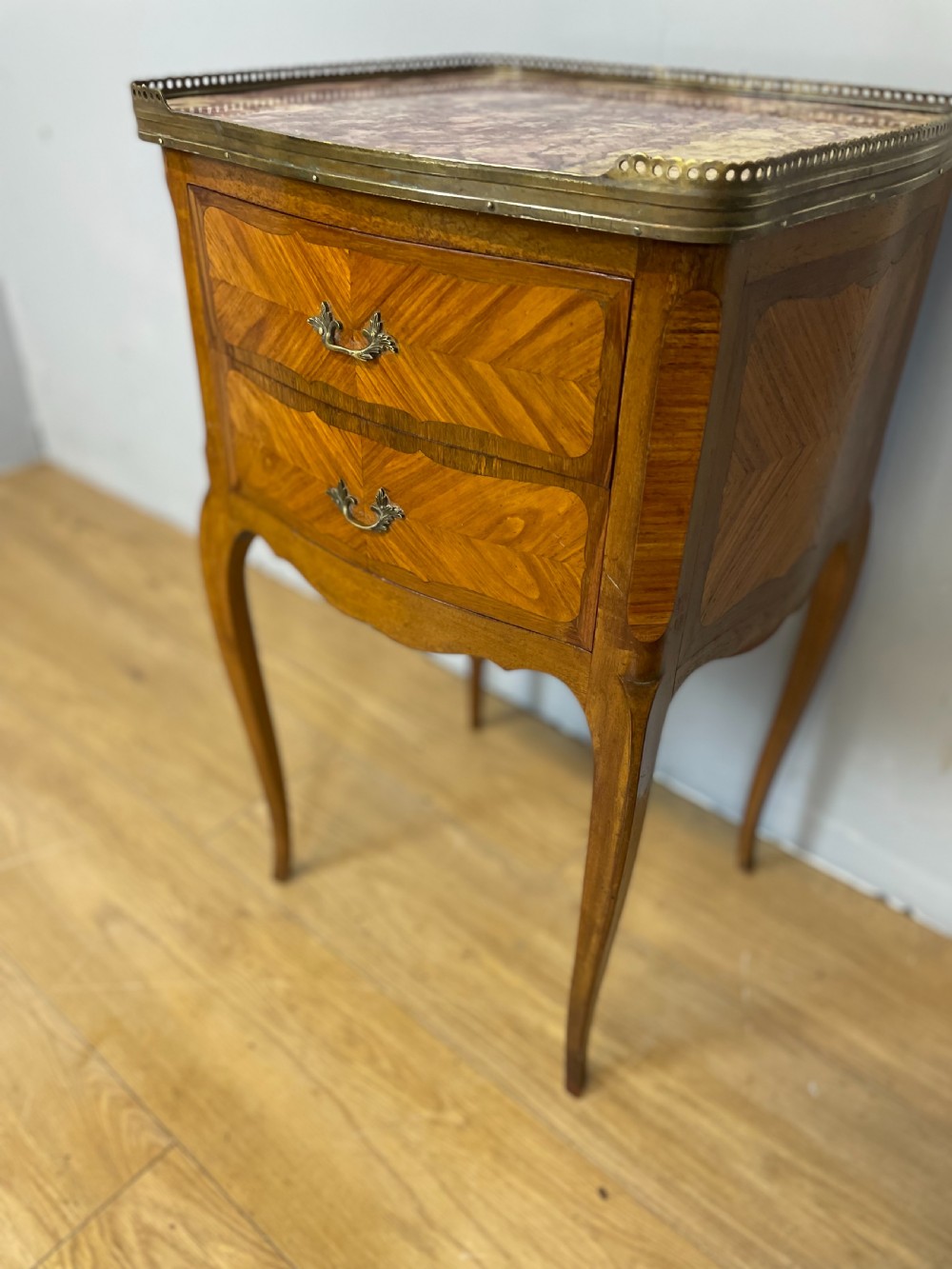 19th century marble topped French two drawer cabinet View V