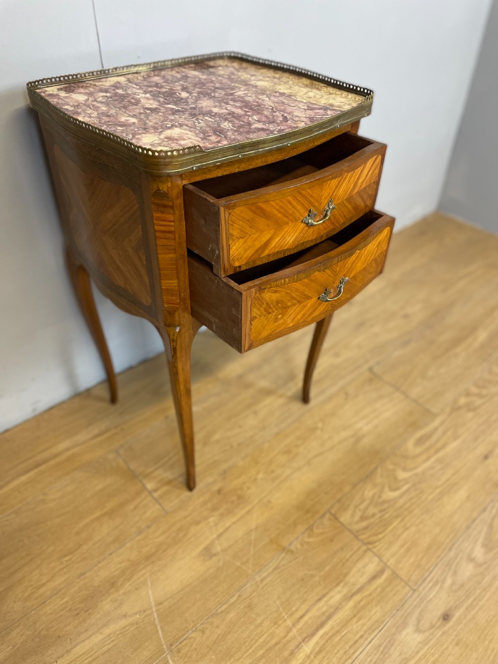 19th century marble topped French two drawer cabinet View X