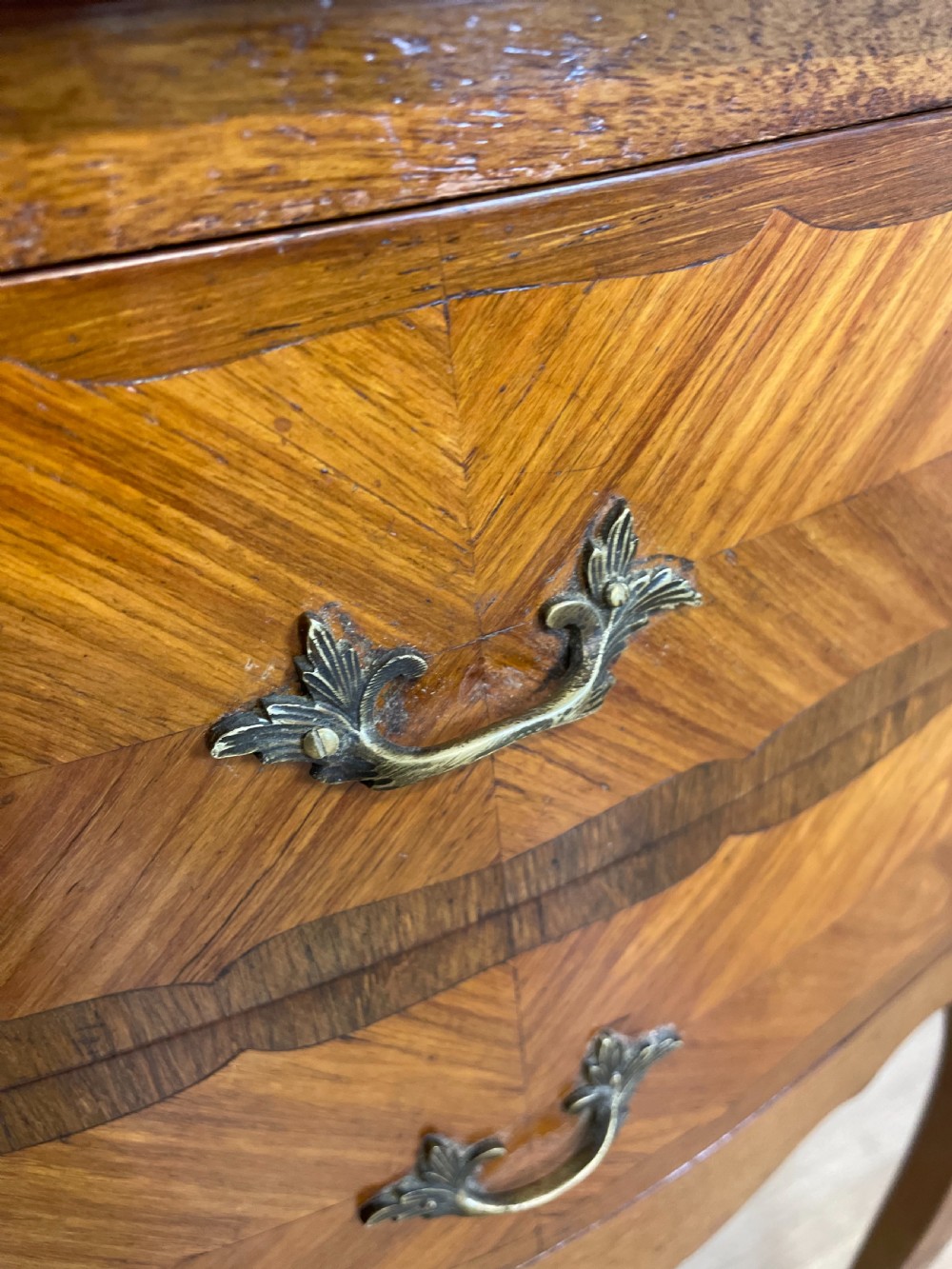 19th century marble topped French two drawer cabinet View XI