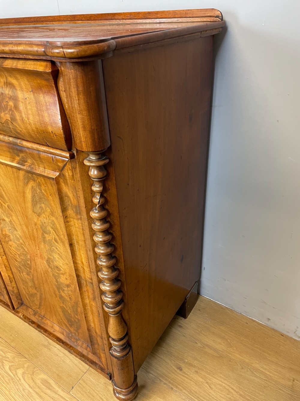 Nineteenth century Biedermeier flame mahogany side cabinet  View XII