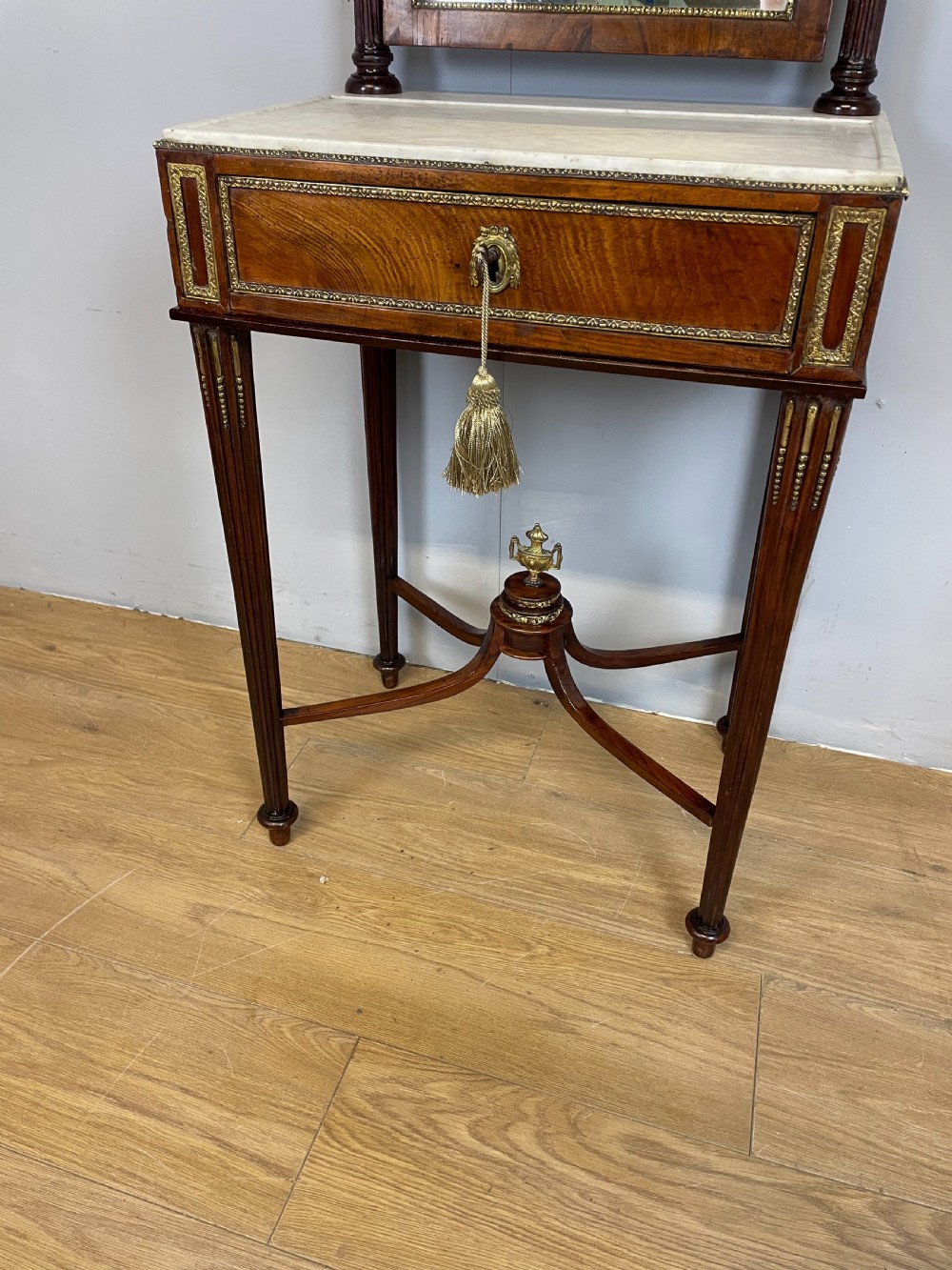 Nineteenth century French marble topped walnut dressing table  View II