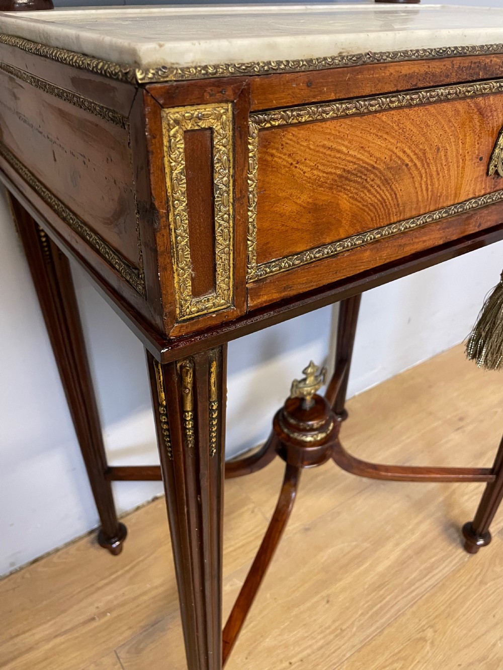 Nineteenth century French marble topped walnut dressing table  View V