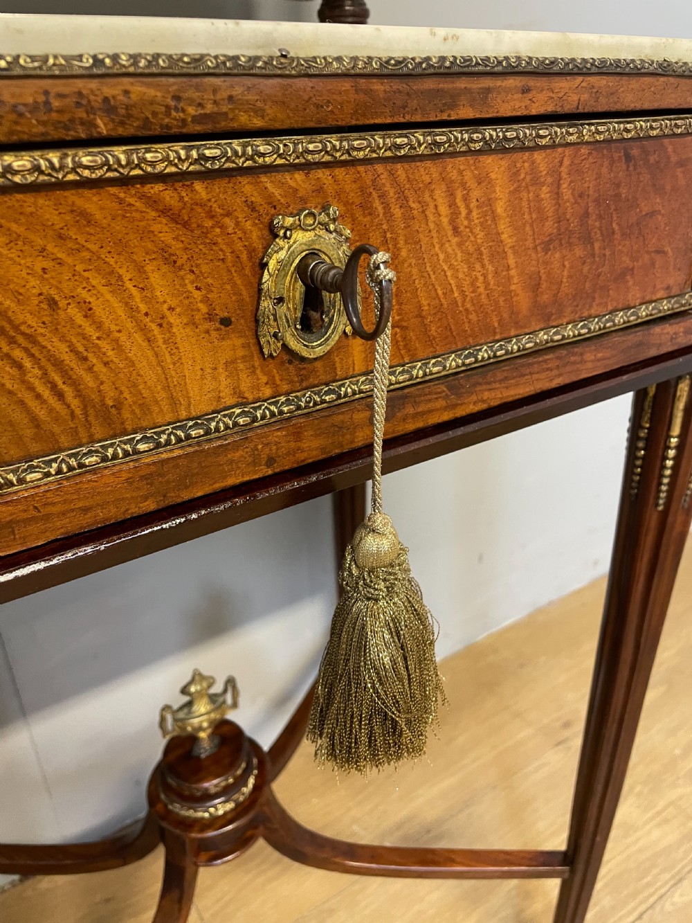 Nineteenth century French marble topped walnut dressing table  View IX