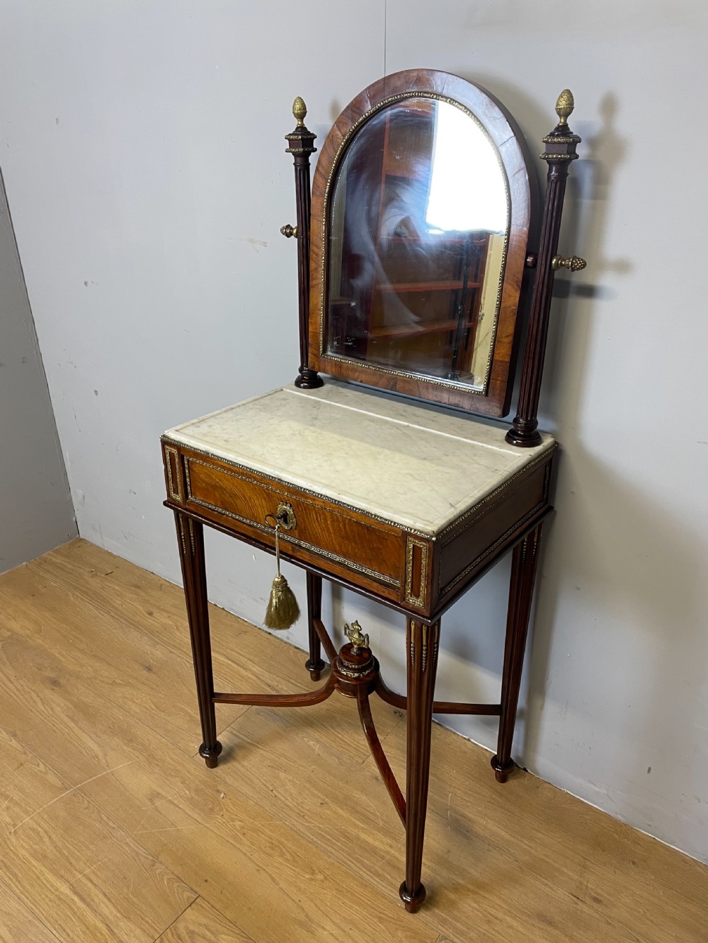 Nineteenth century French marble topped walnut dressing table  View XII